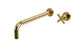Flatiron One Handle Wall Mount 12" Lavatory Faucet with Linear Cross Handle in Polished Brass