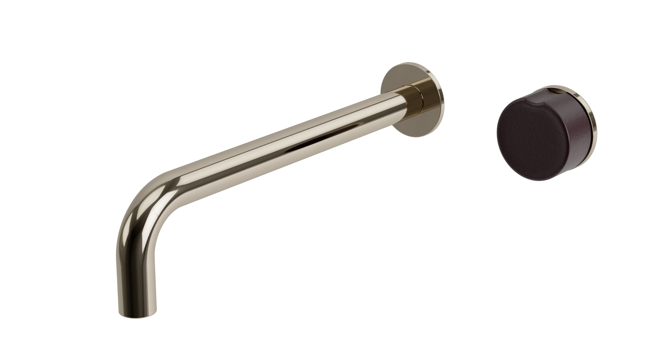 Foundry One Handle Wall Mount 10" Lavatory Faucet with Groove Ceramic Knob Handle in Polished Nickel