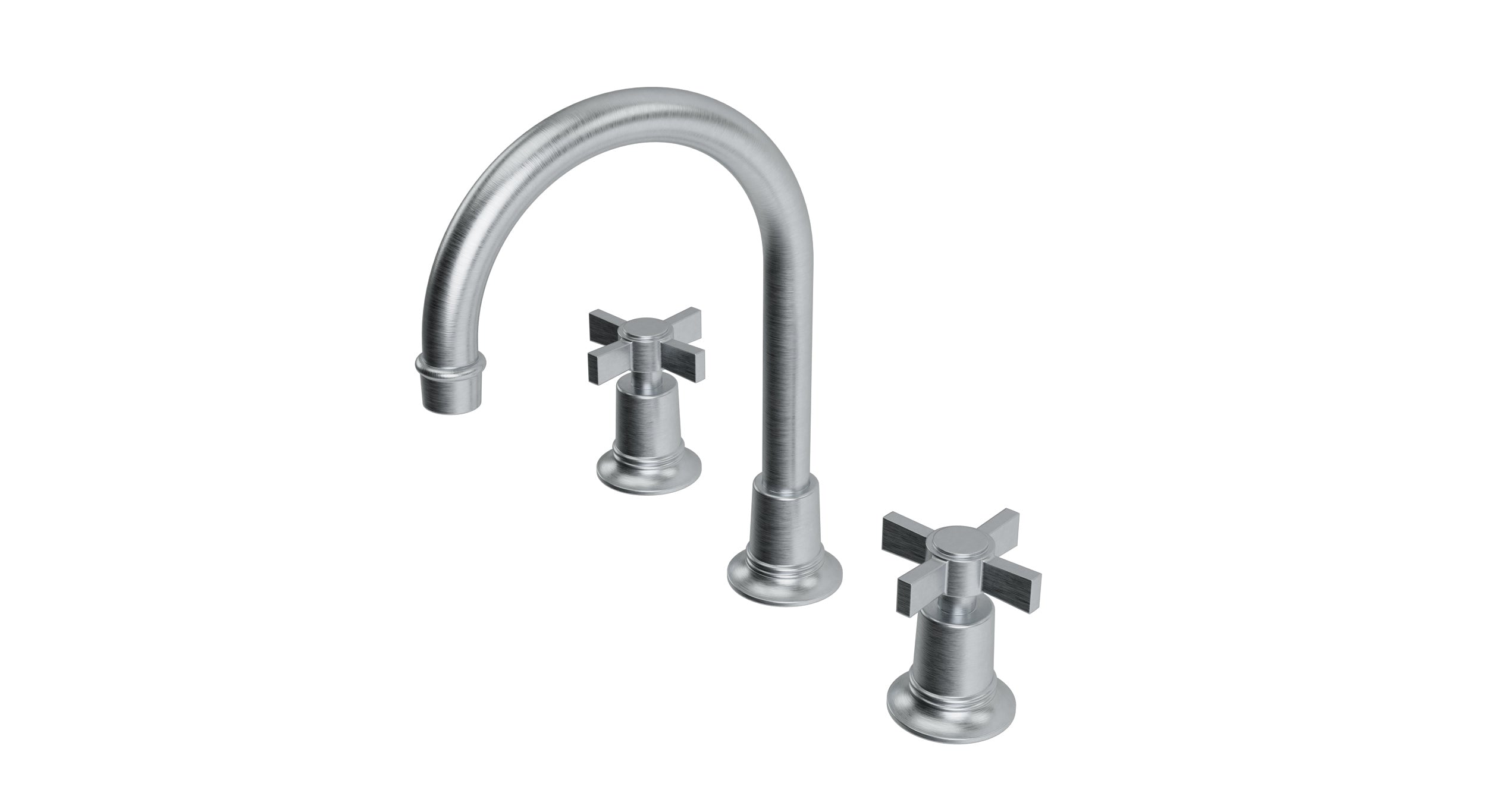 Emerson Two Handle Deck Mount Gooseneck Lavatory Faucet with Defined Cross Handles