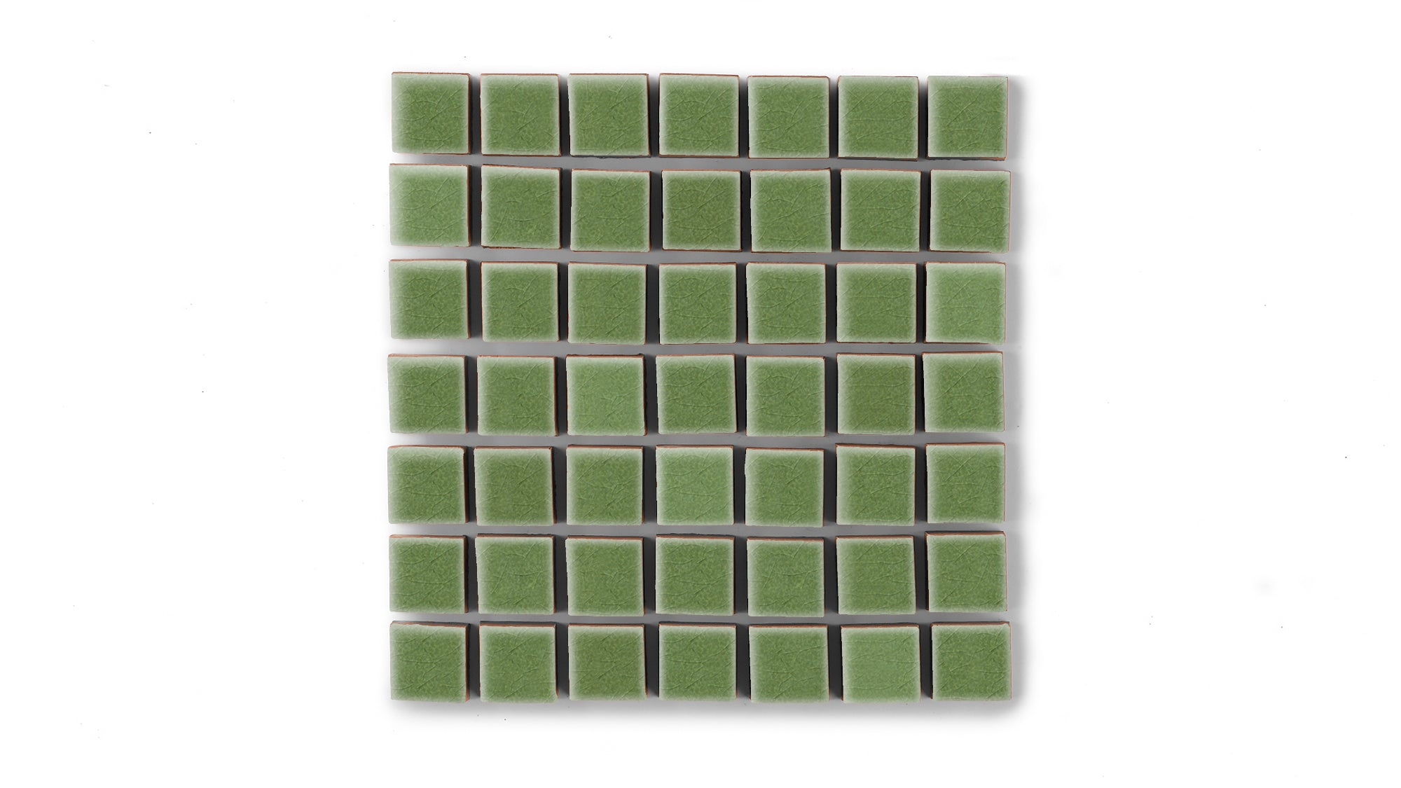 1x1 Straight Set Sheeted Original Ceramic Mosaic Tile in Kelp Gloss