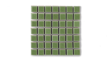 1x1 Straight Set Sheeted Original Ceramic Mosaic Tile in Kelp Gloss