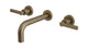 Flatiron Two Handle Wall Mount 7.5" Lavatory Faucet with Linear Lever Handles in Antique Brass