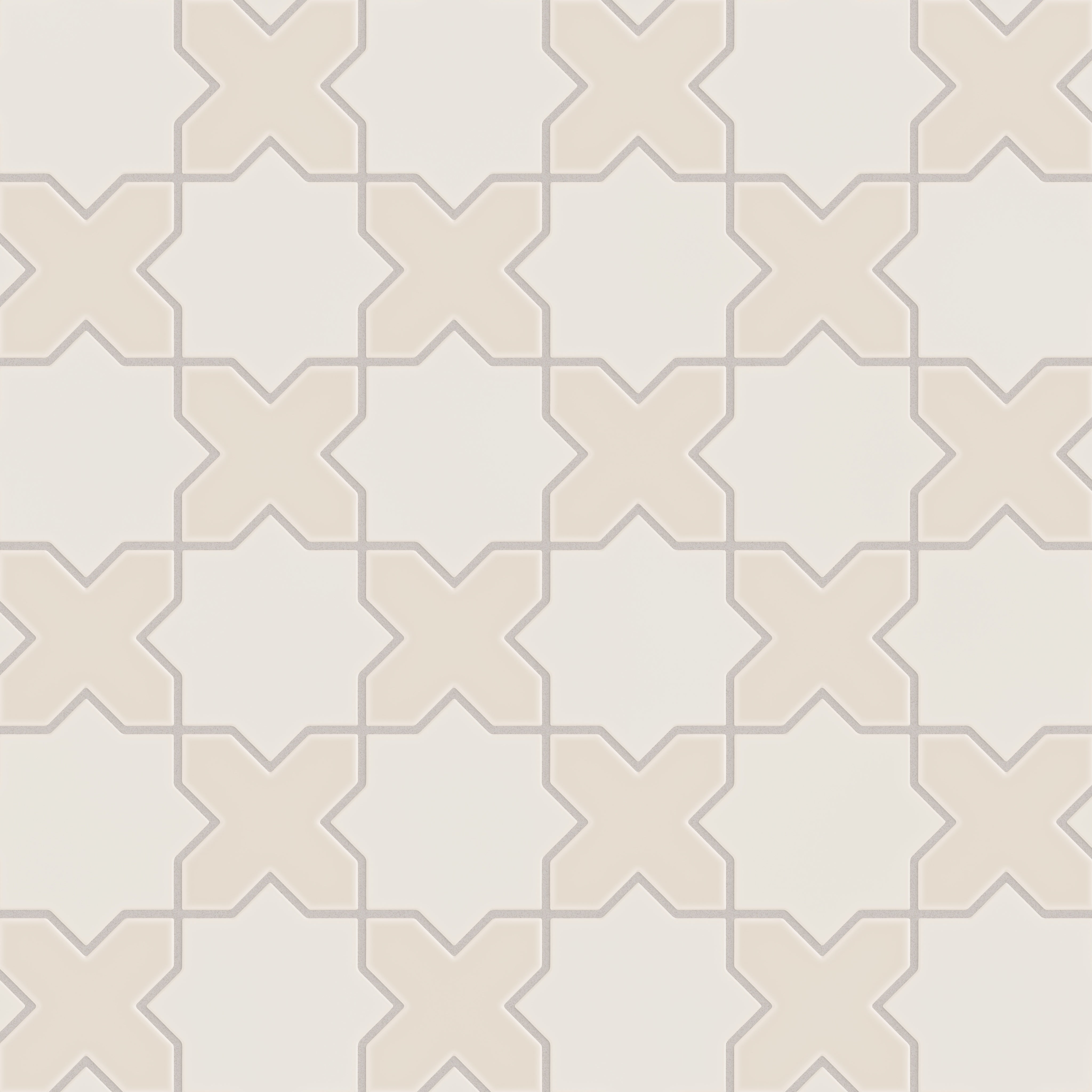 Mini Star & Cross Original Ceramic Tile in Feldspar Matte & Sand Dune Matte