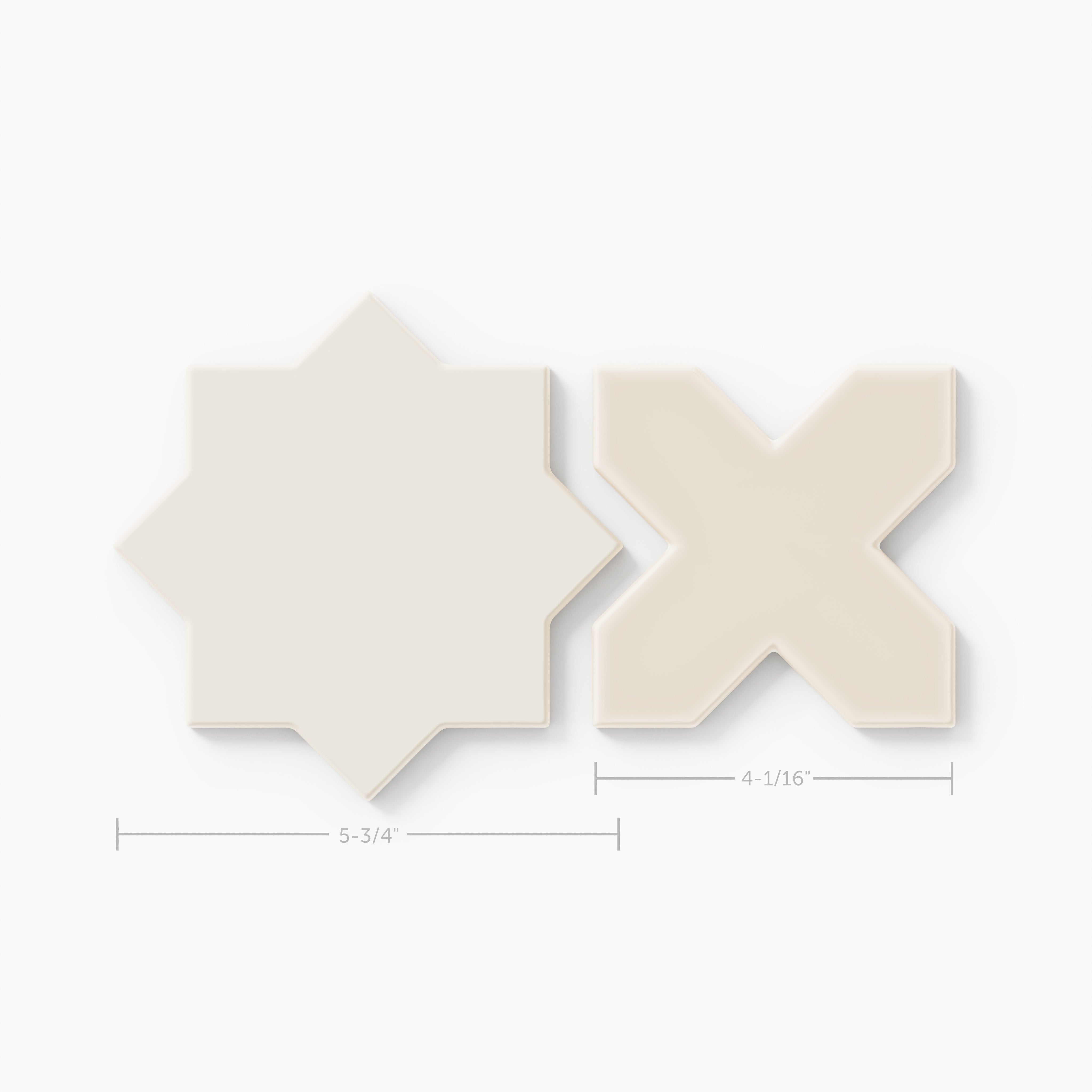 Mini Star & Cross Original Ceramic Tile in Feldspar Matte & Sand Dune Matte