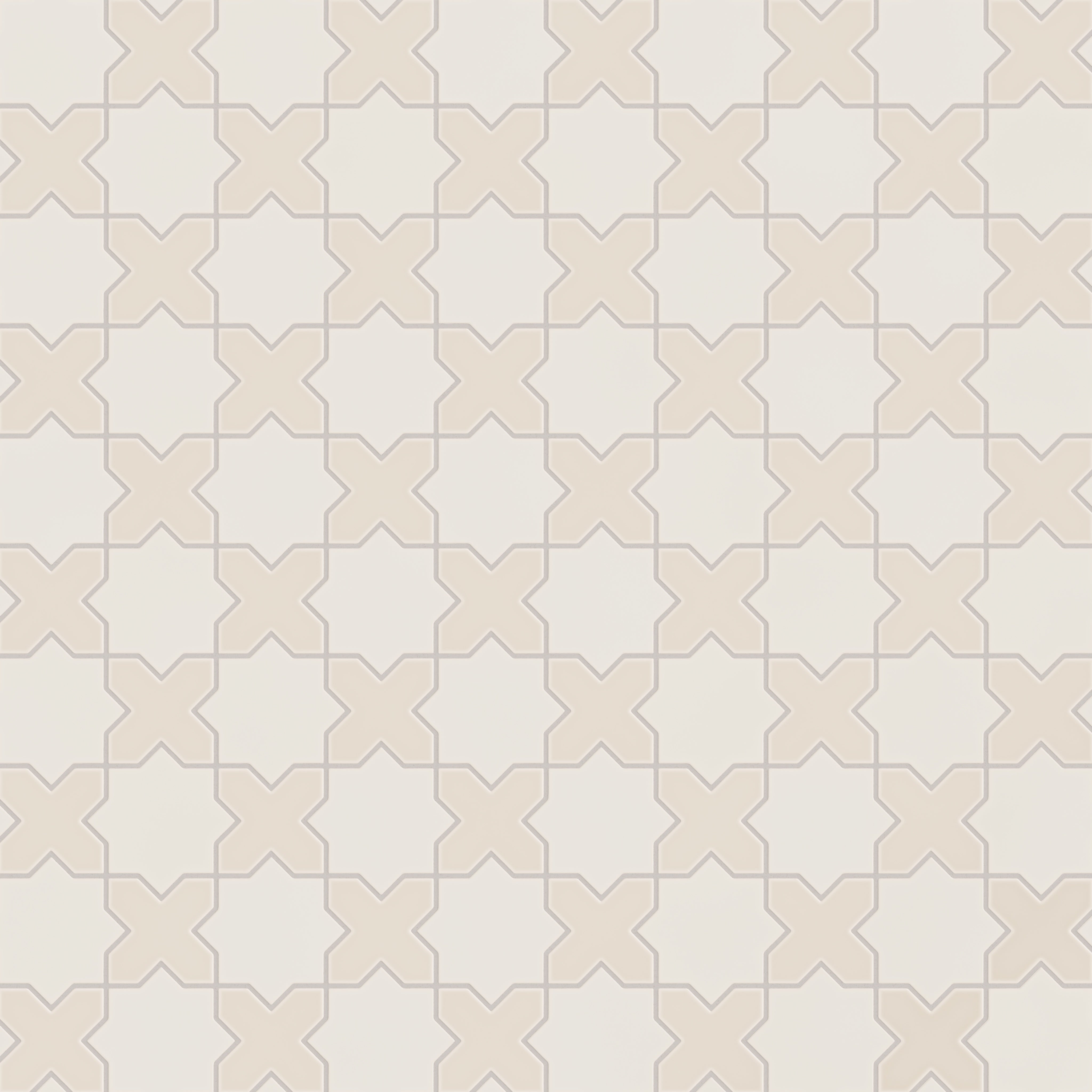 Mini Star & Cross Original Ceramic Tile in Feldspar Matte & Sand Dune Matte