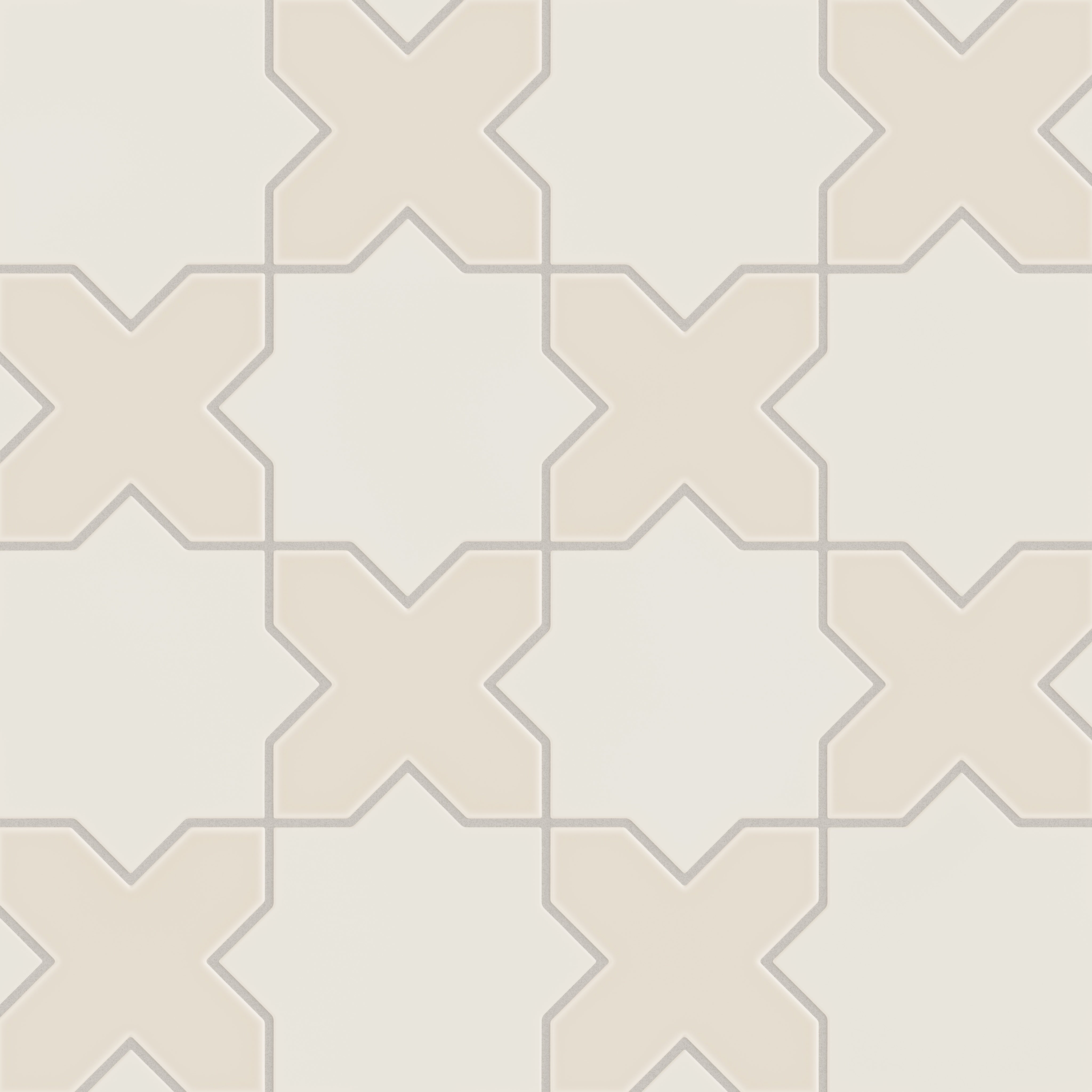 Star & Cross Original Ceramic Tile in Feldspar Matte & Sand Dune Matte