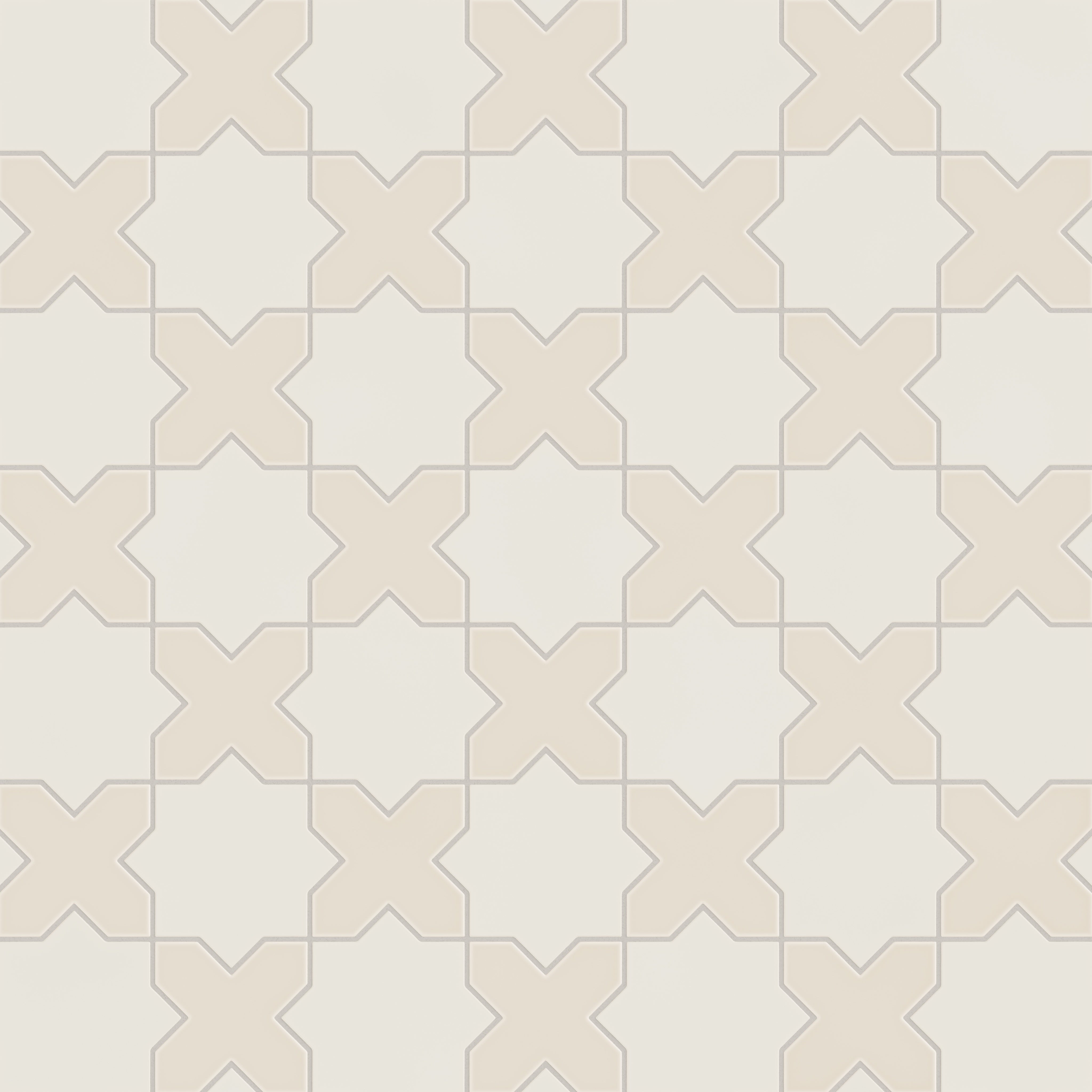 Star & Cross Original Ceramic Tile in Feldspar Matte & Sand Dune Matte