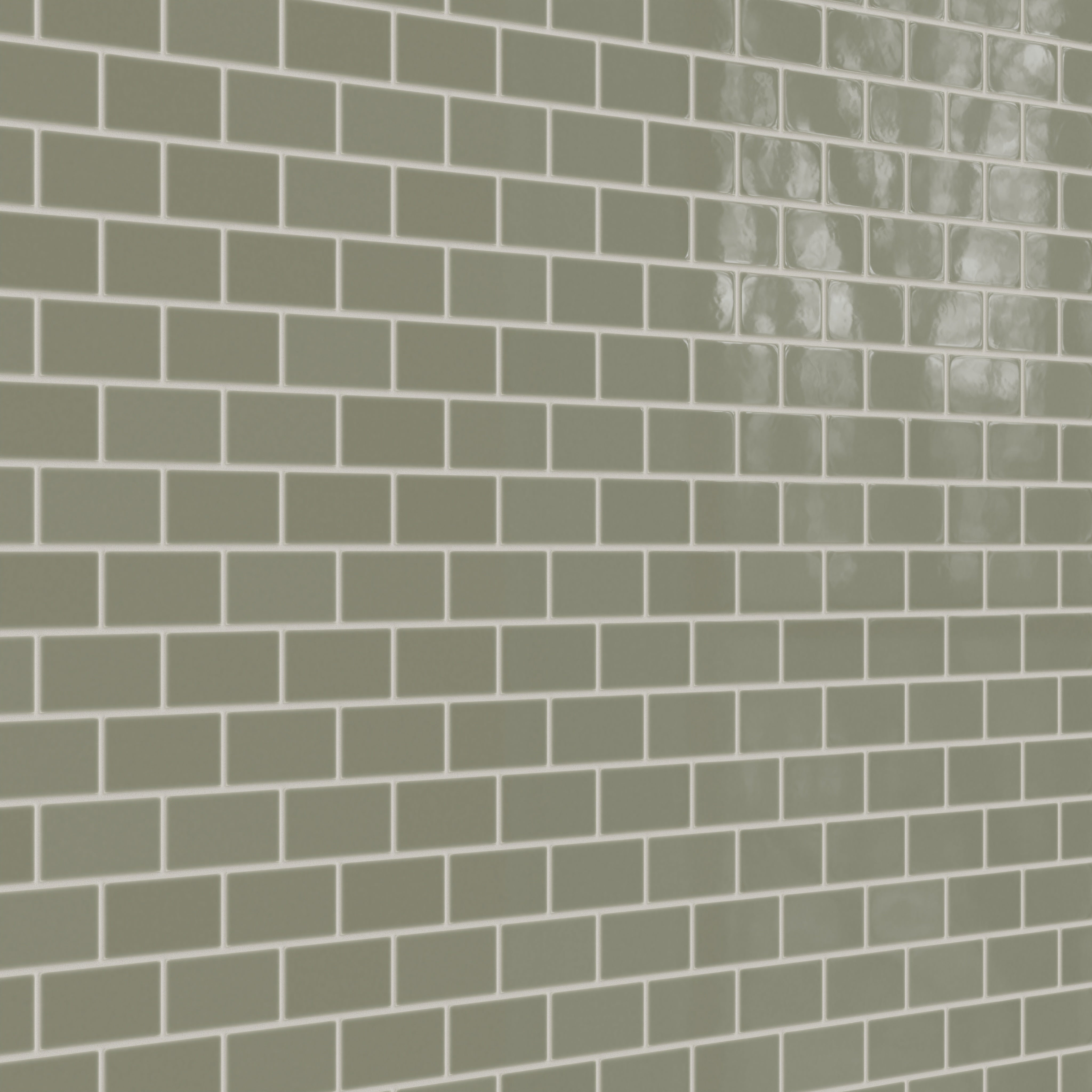 2x4 Half Offset Sheeted Natural Press Ceramic Mosaic Tile in Fern Gloss
