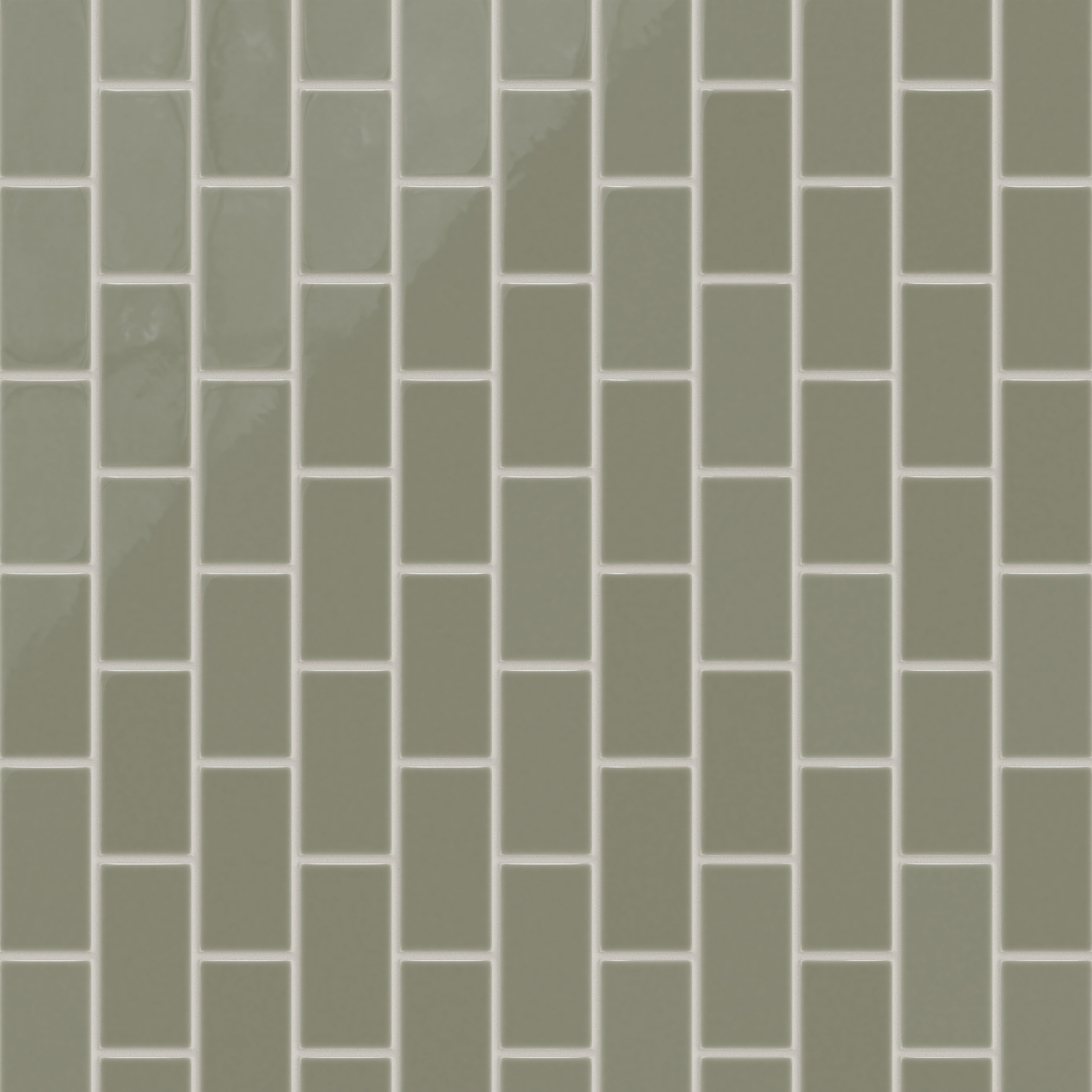 2x4 Half Offset Sheeted Natural Press Ceramic Mosaic Tile in Fern Gloss
