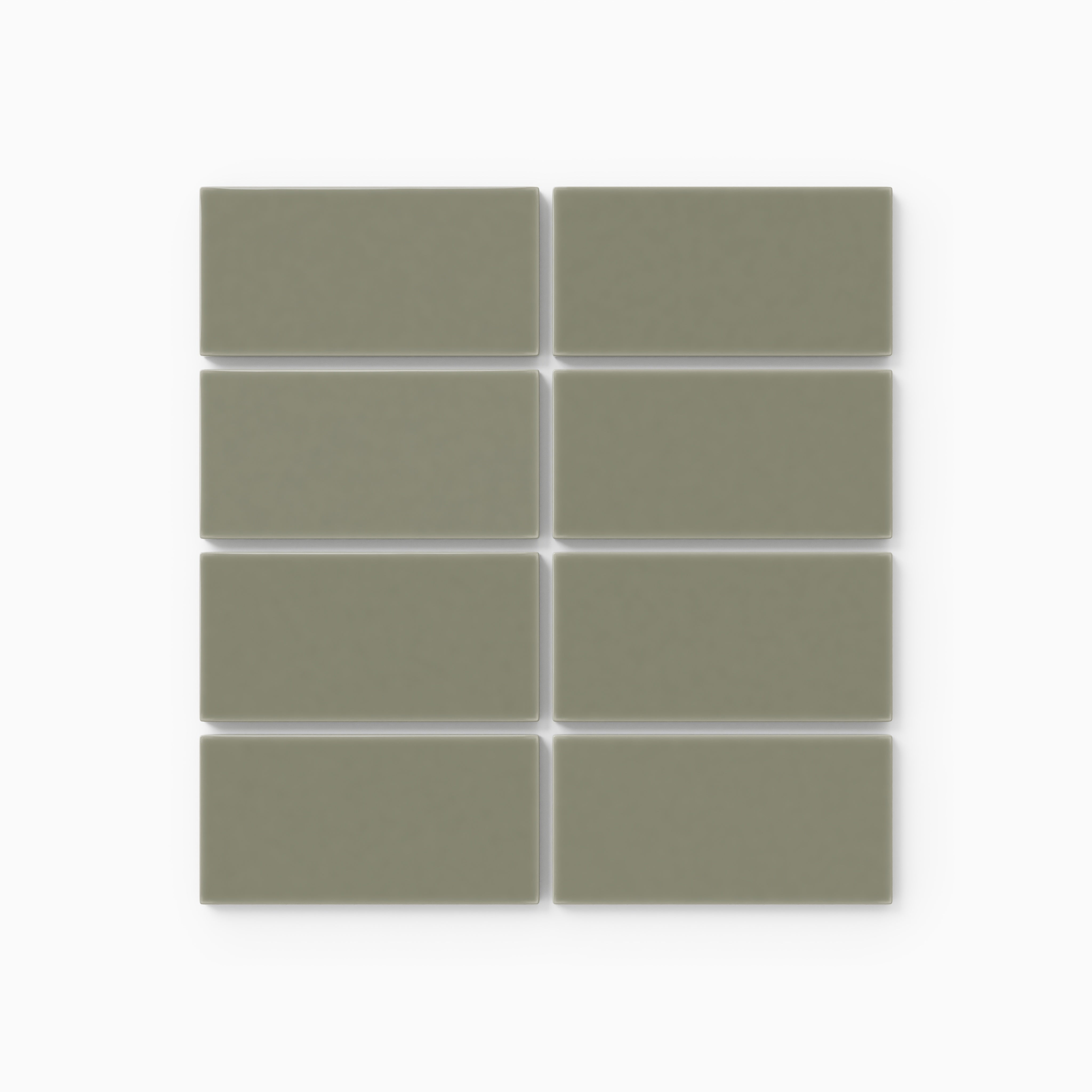 2x4 Straight Set Sheeted Natural Press Ceramic Mosaic Tile in Fern Gloss
