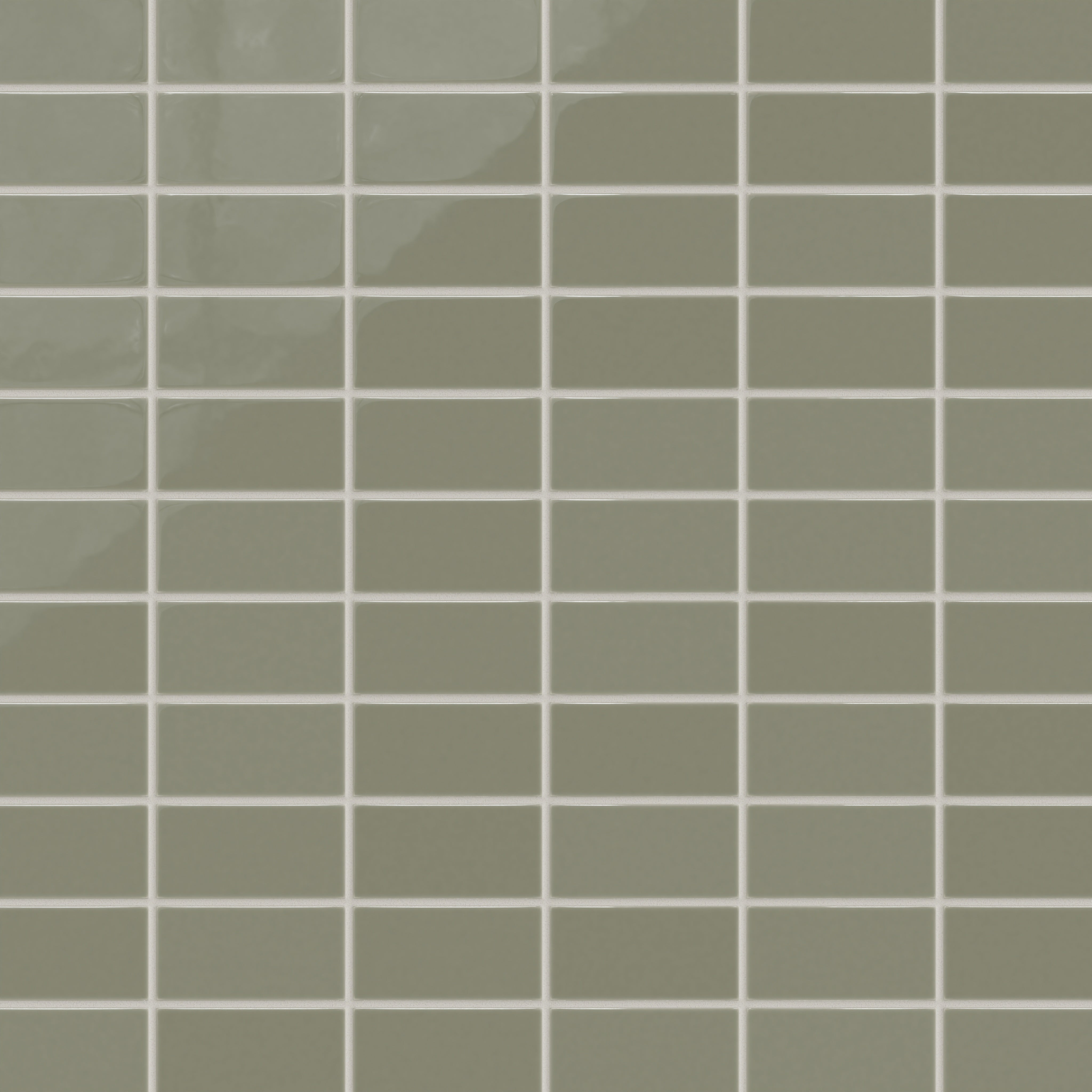 2x4 Straight Set Sheeted Natural Press Ceramic Mosaic Tile in Fern Gloss
