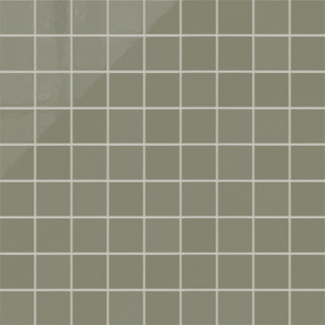 3x3 Straight Set Sheeted Natural Press Ceramic Mosaic Tile in Fern Gloss