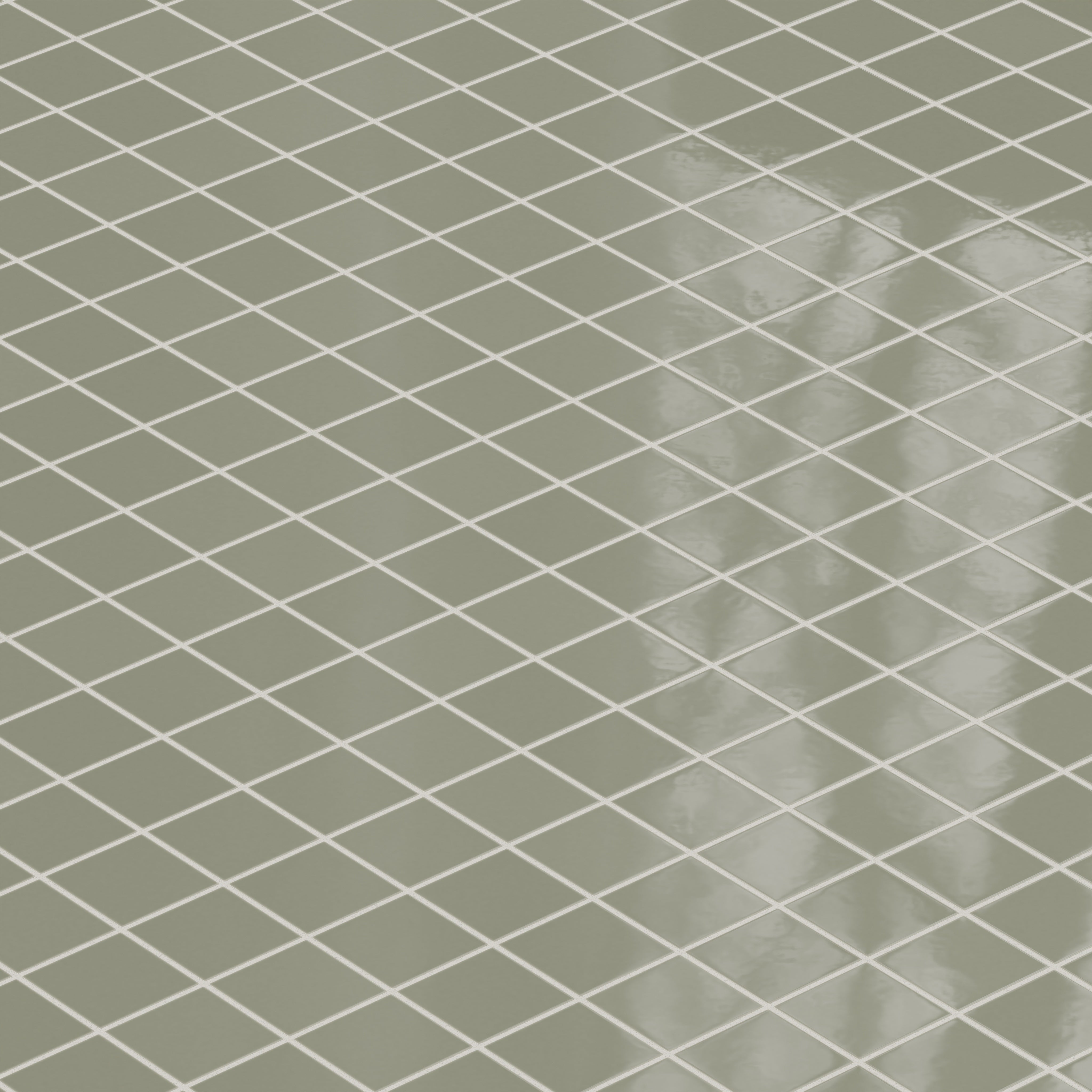 3x3 Straight Set Sheeted Natural Press Ceramic Mosaic Tile in Fern Gloss