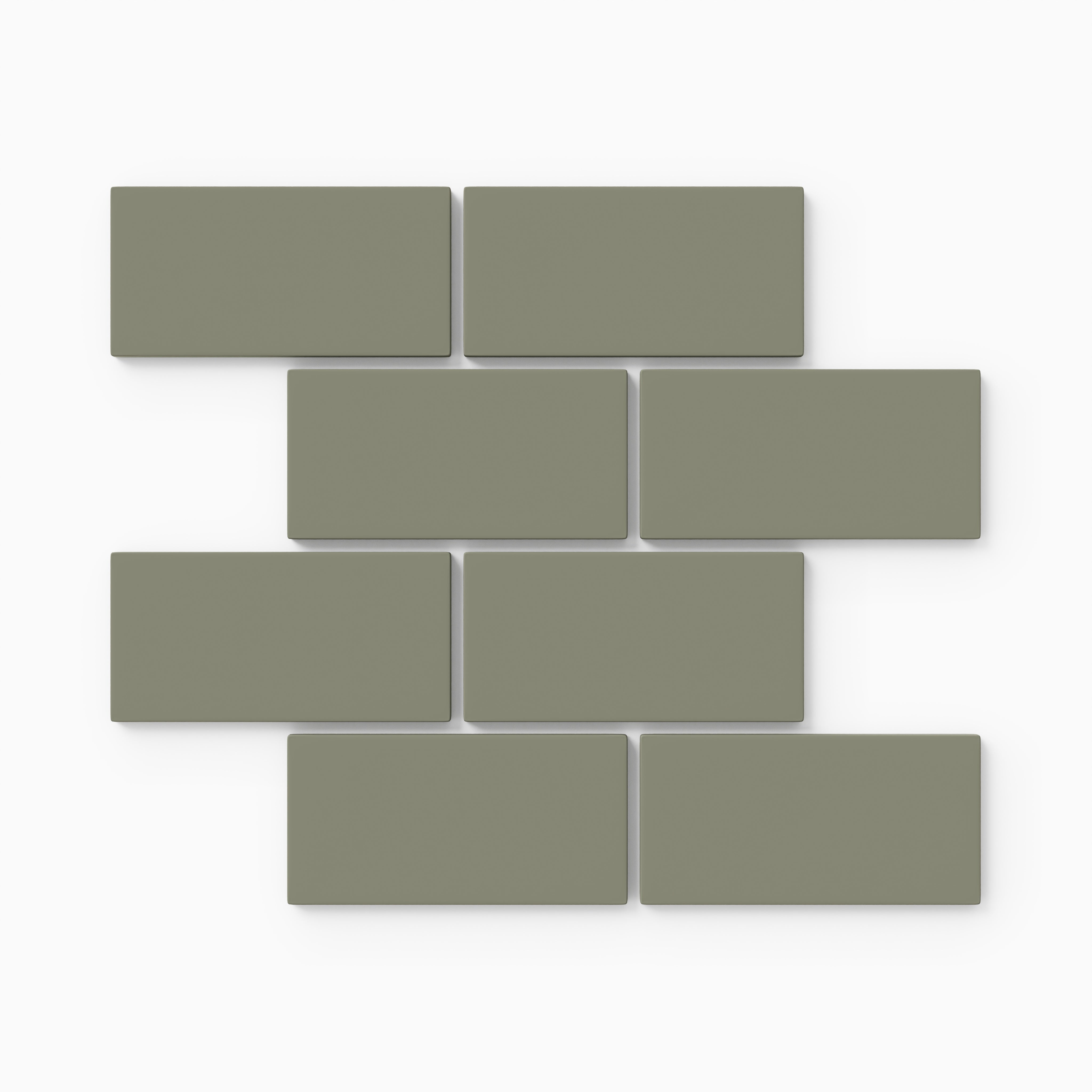 2x4 Half Offset Sheeted Natural Press Ceramic Mosaic Tile in Fern Matte