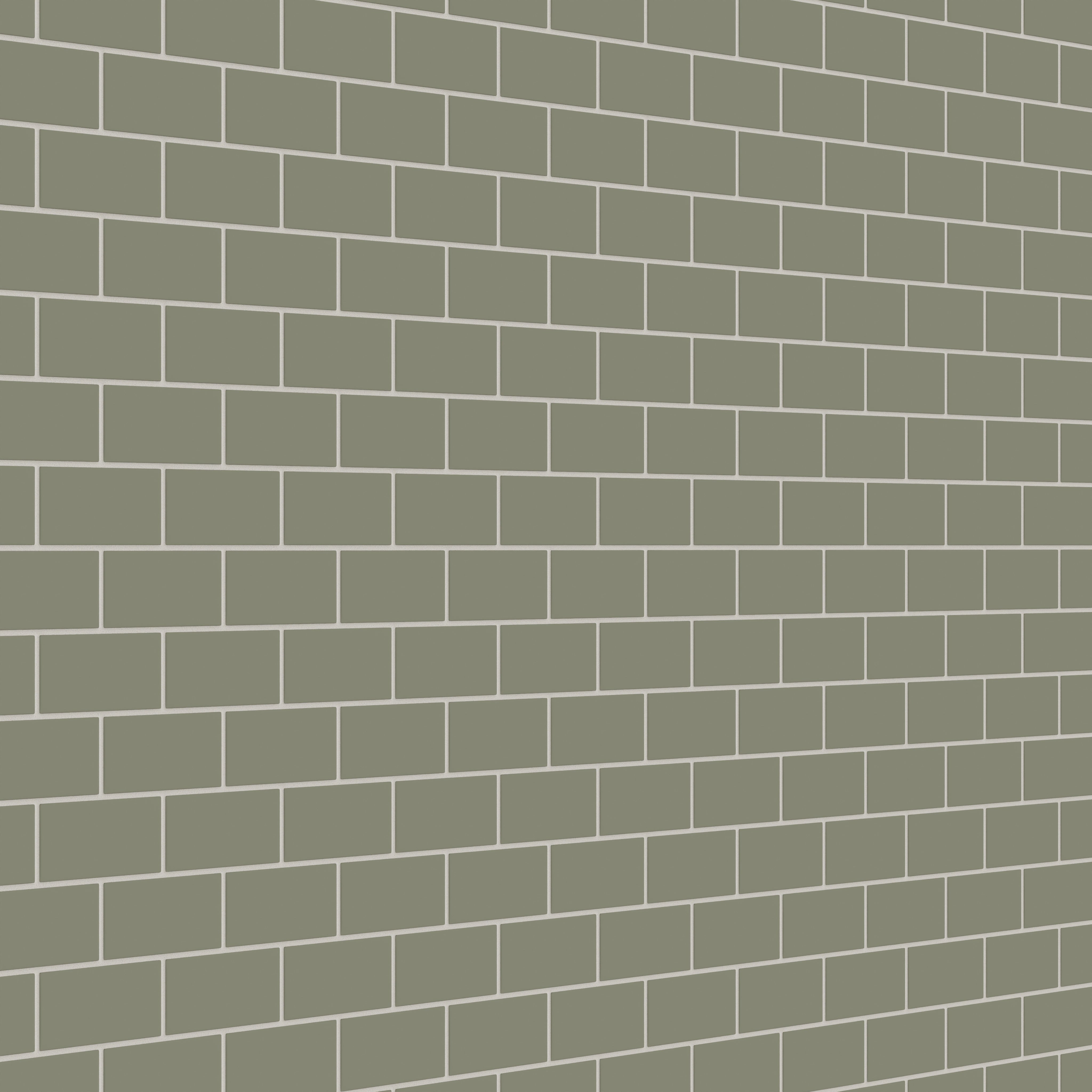 2x4 Half Offset Sheeted Natural Press Ceramic Mosaic Tile in Fern Matte