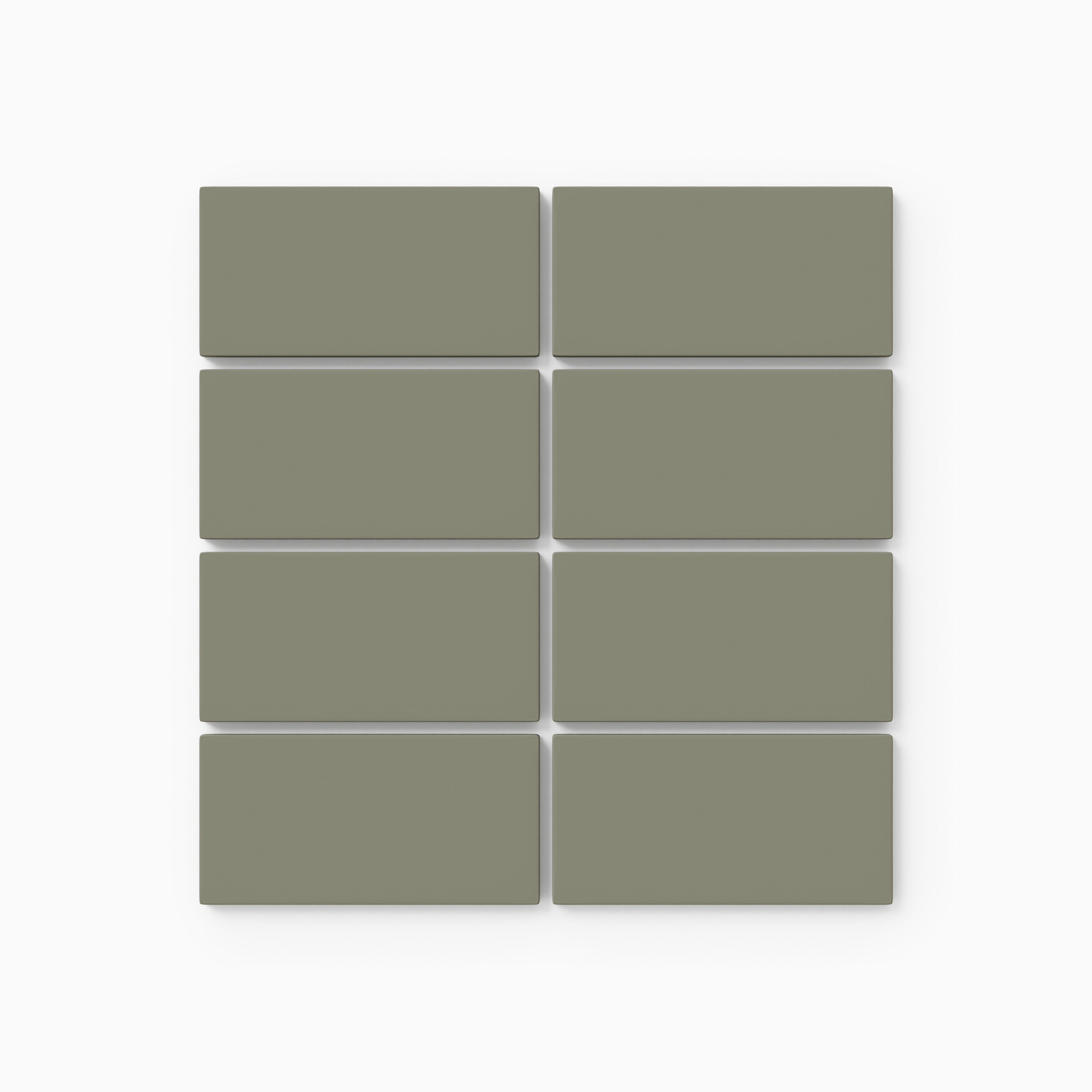 2x4 Straight Set Sheeted Natural Press Ceramic Mosaic Tile in Fern Matte