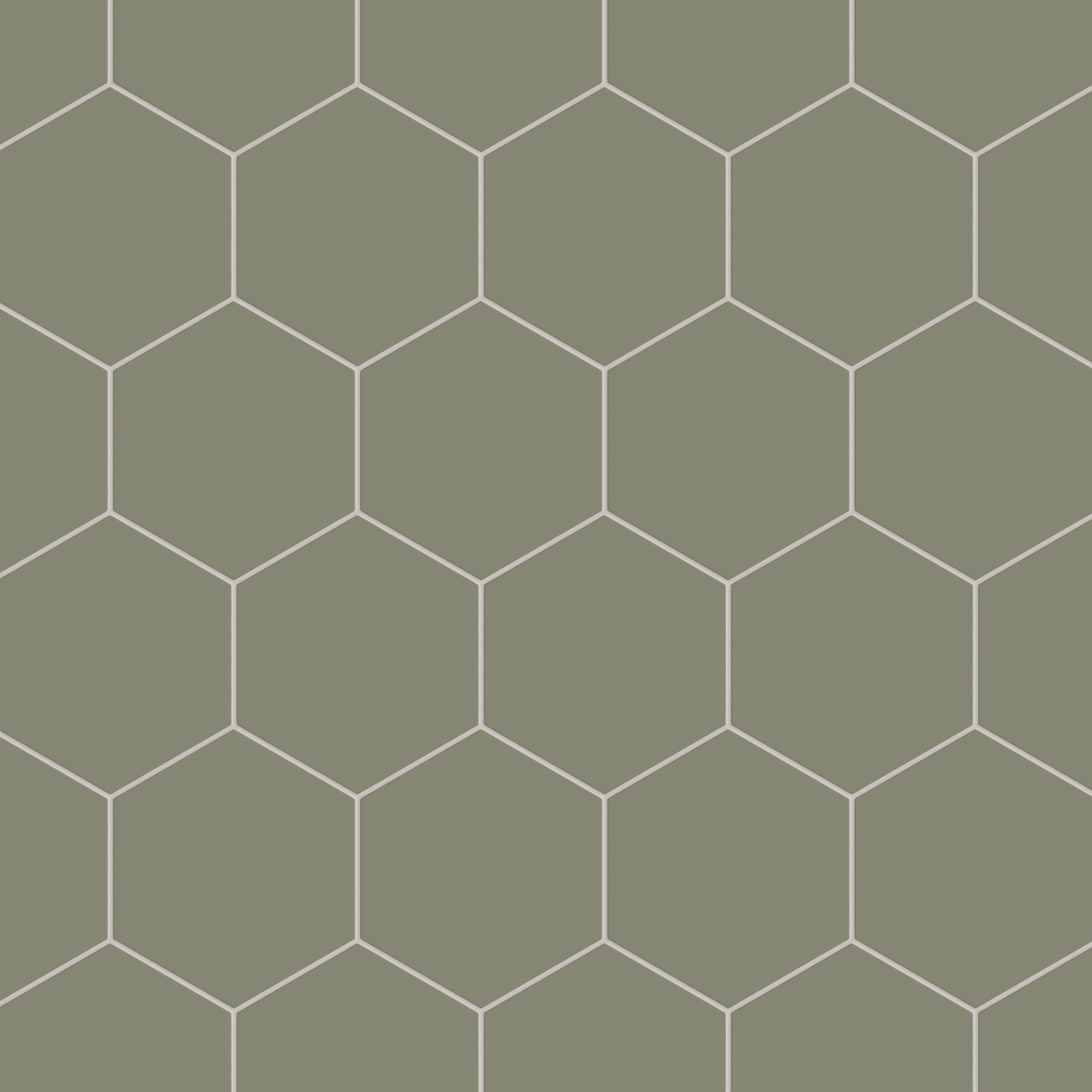 8" Hexagon Natural Press Ceramic Tile in Fern Matte