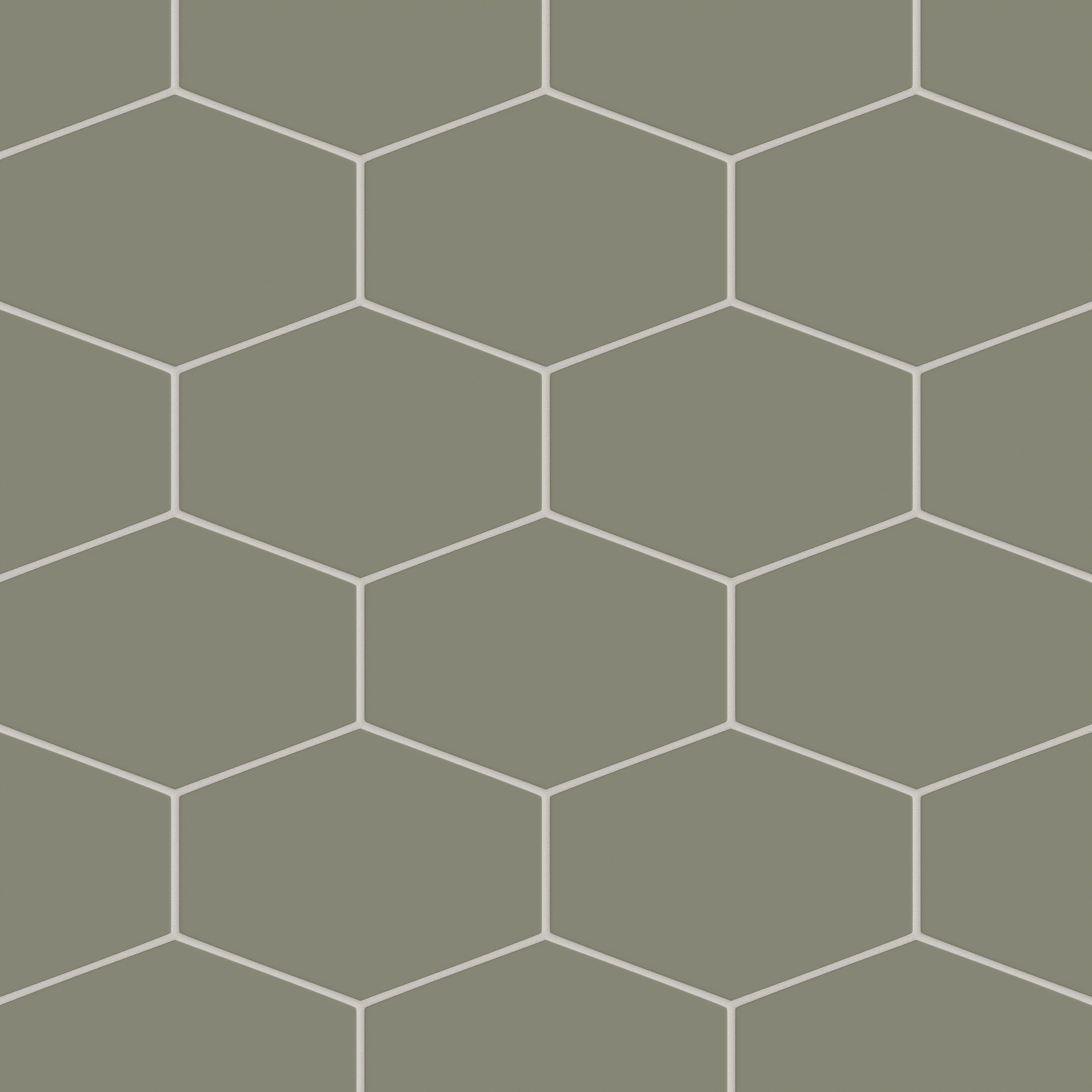 Elongated Hexagon Natural Press Ceramic Tile in Fern Matte