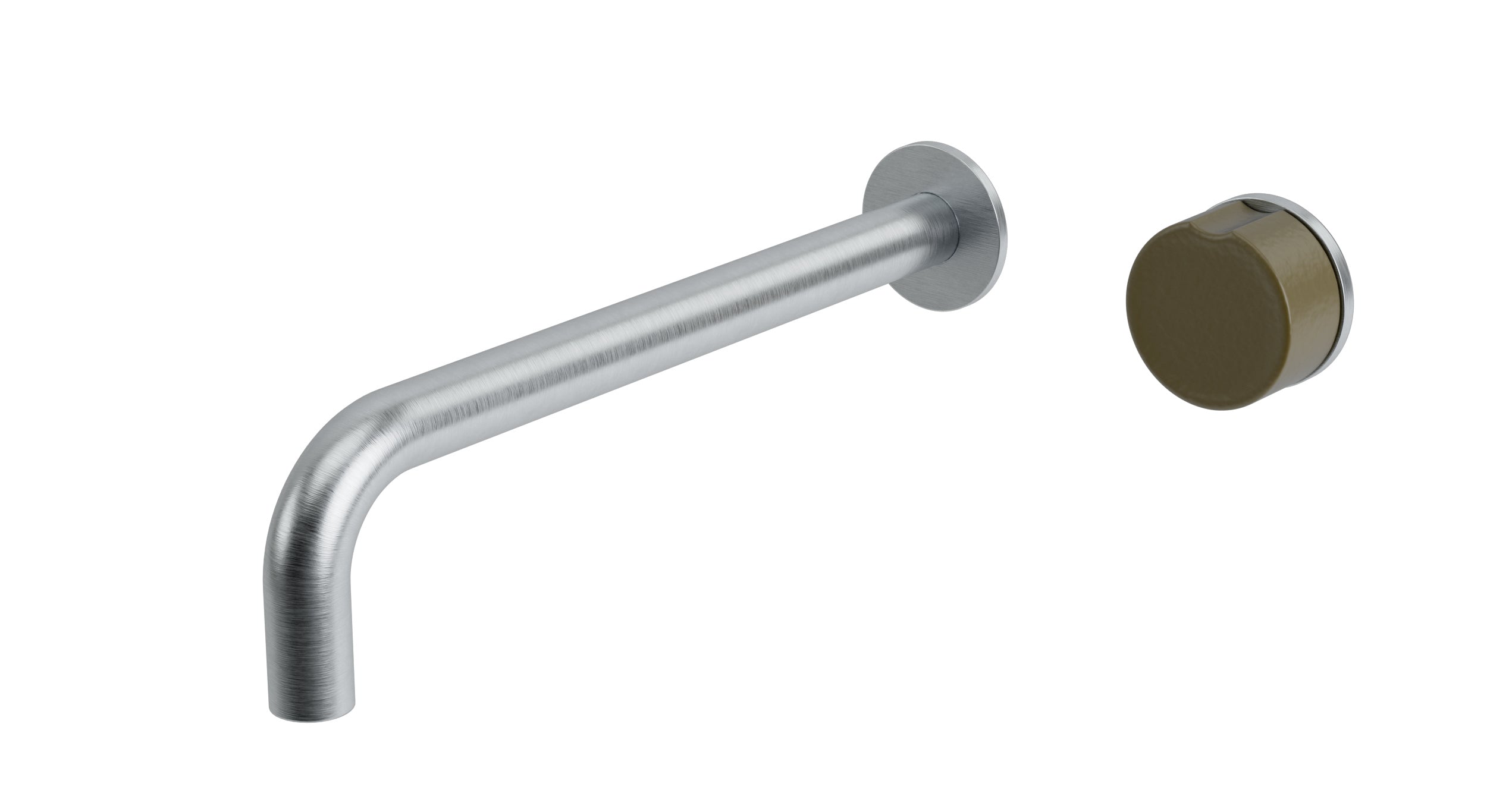 Foundry One Handle Wall Mount 10" Lavatory Faucet with Groove Ceramic Knob Handle in Satin Chrome