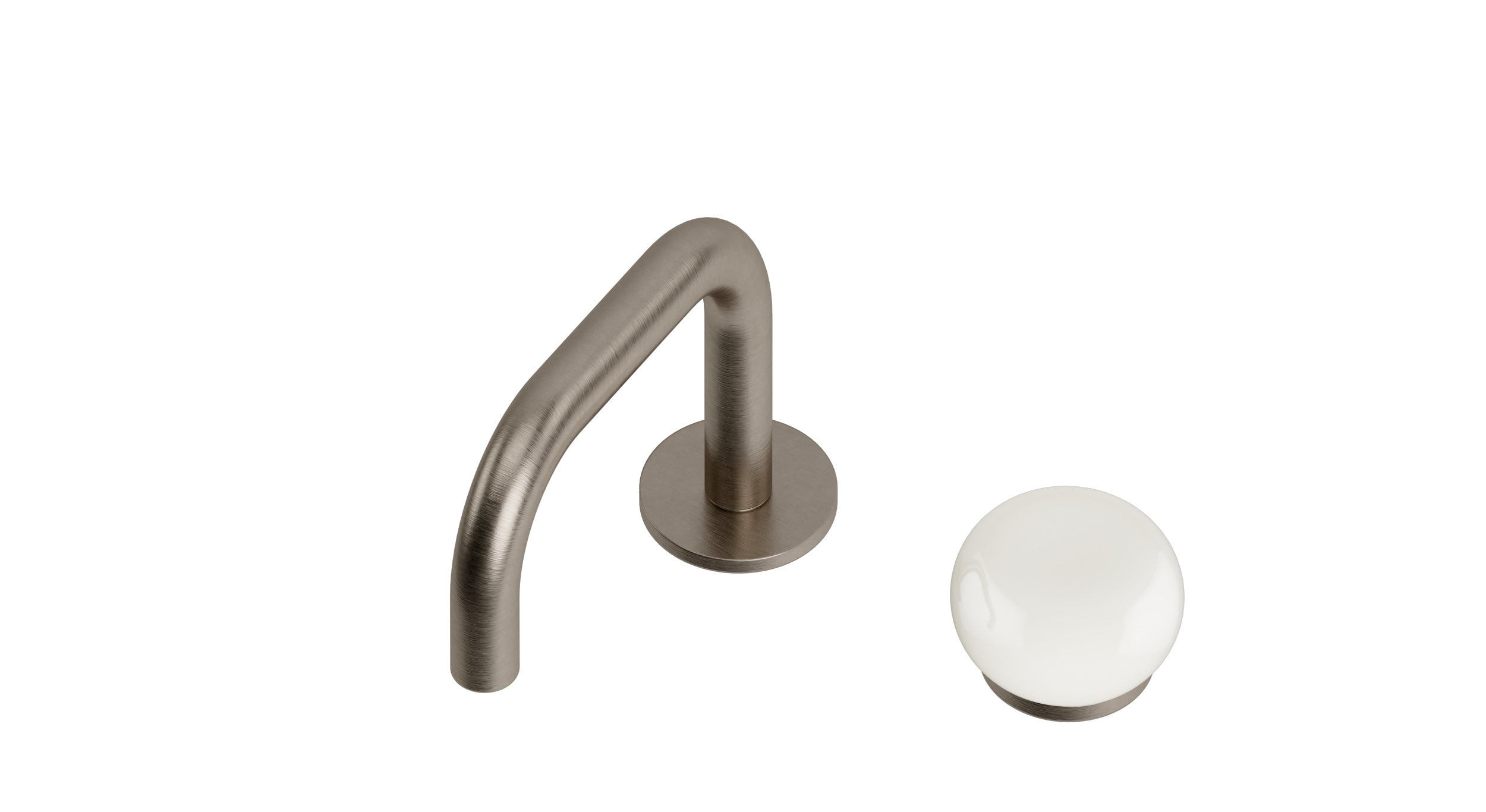 Foundry One Handle Deck Mount Squaretop Lavatory Faucet with Pebble Ceramic Knob Handle in Antique Nickel