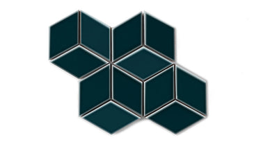 Small Diamond Sheeted - Escher Original Ceramic Mosaic Tile in Caspian Sea Gloss