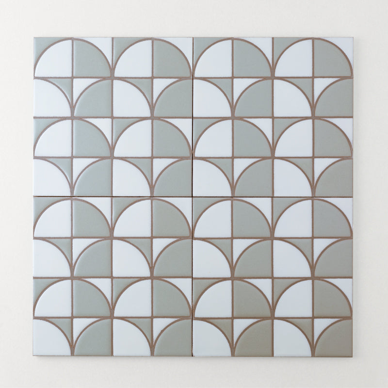 8x8 Handpainted Tile Interlaced Leaves in Neutral Motif