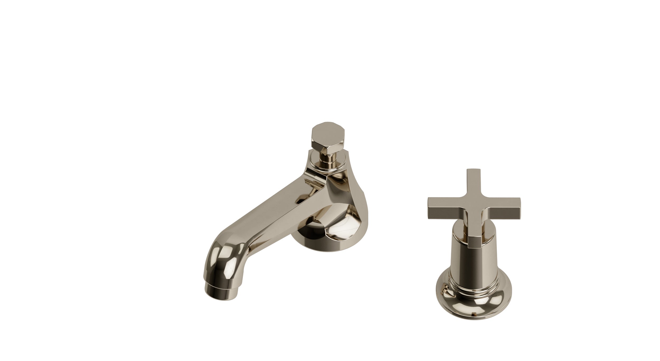 Emerson One Handle Deck Mount Low Hexagon Lavatory Faucet with Classic Cross Handle
