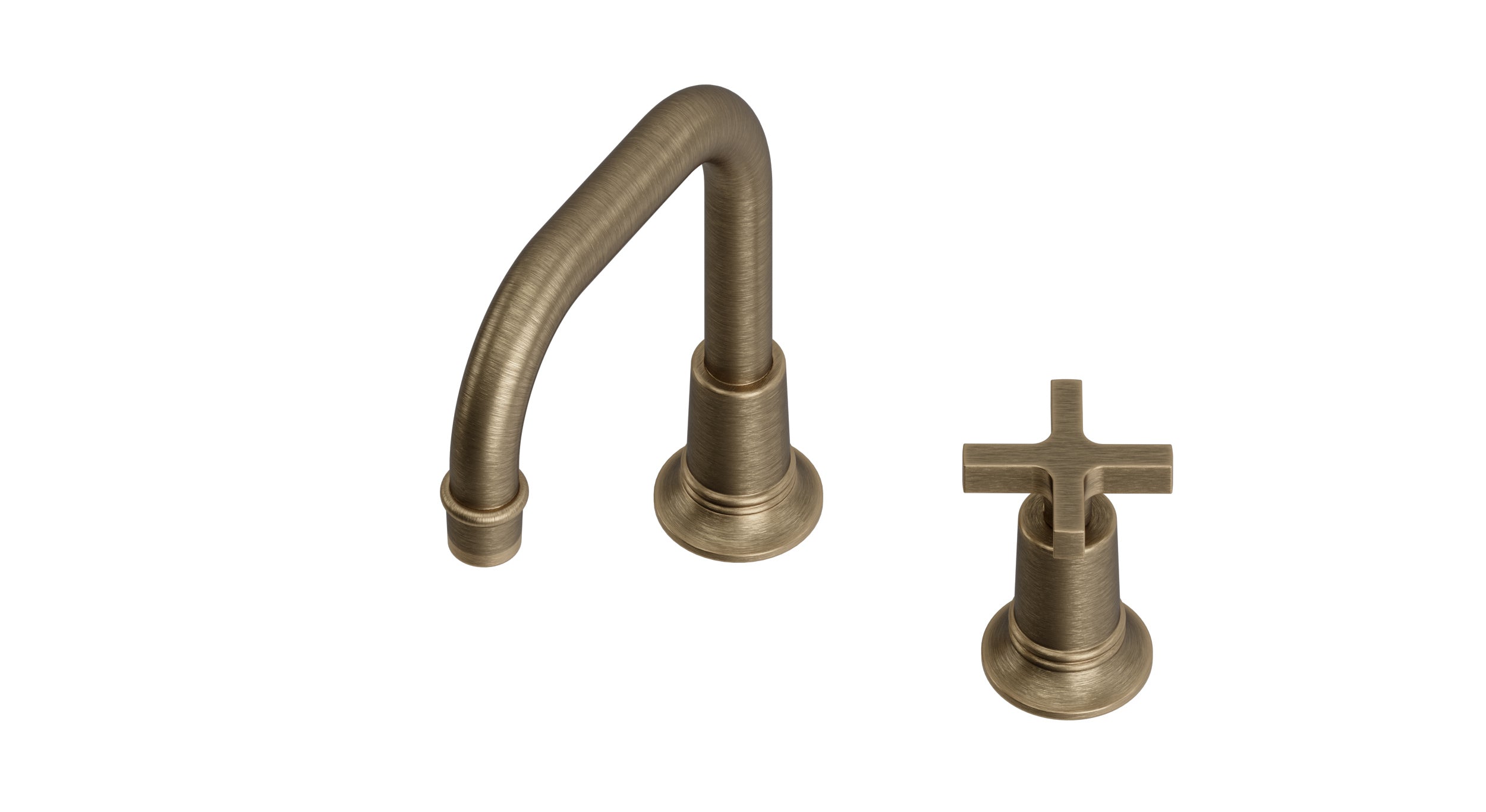 Emerson One Handle Deck Mount Squaretop Lavatory Faucet with Classic Cross Handle in Antique Brass
