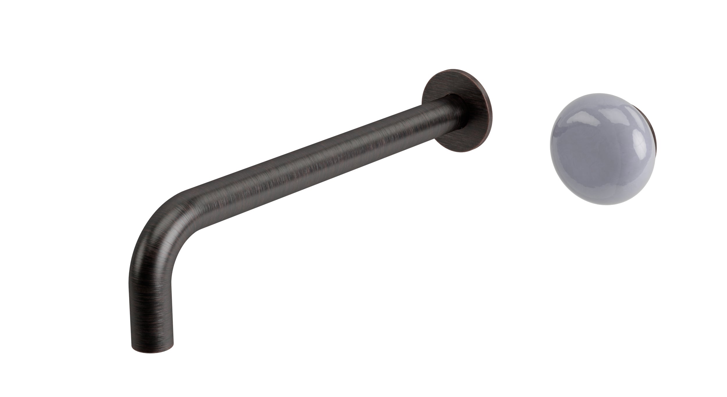 Foundry One Handle Wall Mount 10" Lavatory Faucet with Pebble Ceramic Knob Handle in Antique Bronze