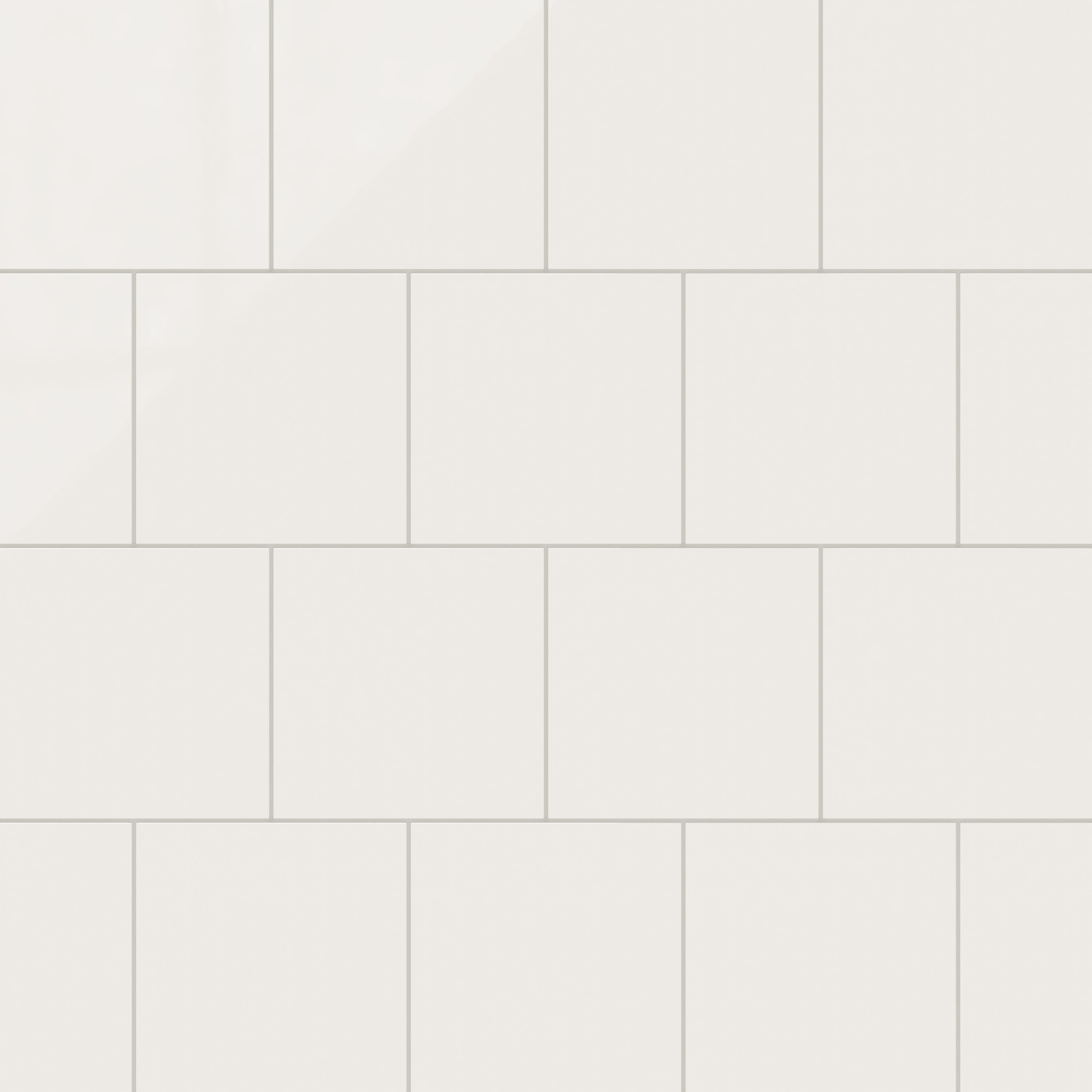 12x12 Natural Press Ceramic Tile in Flake White Gloss