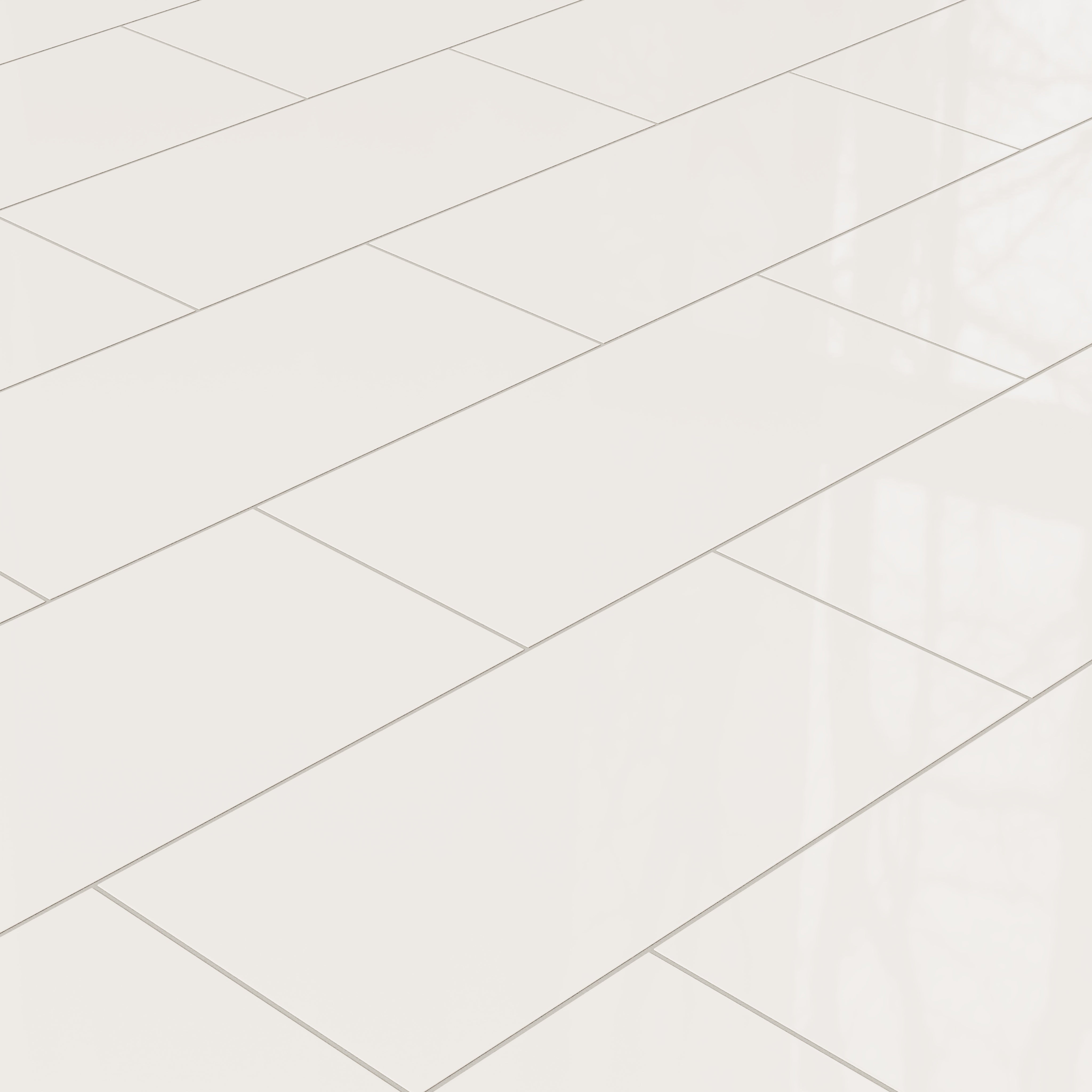 12x24 Natural Press Ceramic Tile in Flake White Gloss