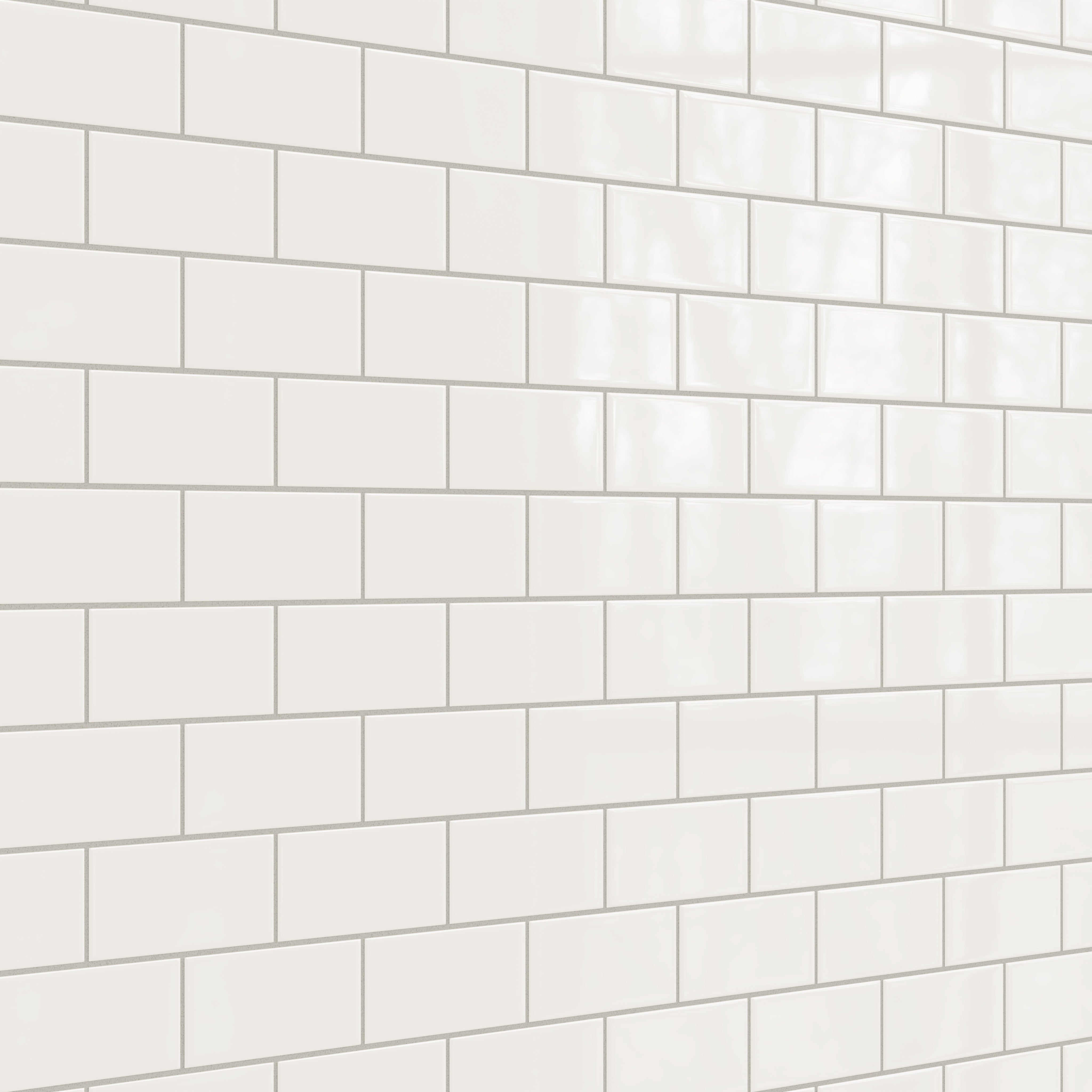 3x6 Natural Press Ceramic Tile in Flake White Gloss