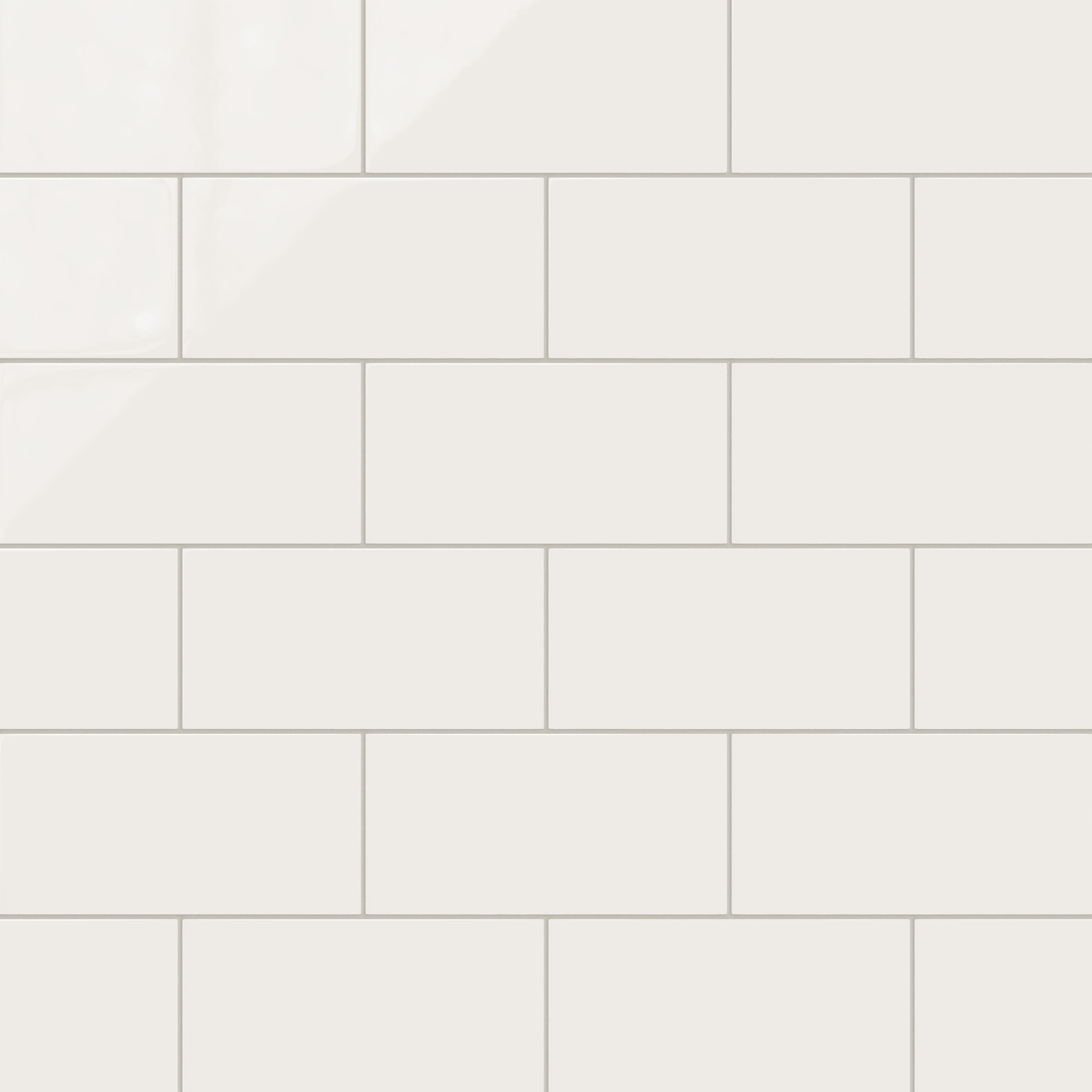 6x12 Natural Press Ceramic Tile in Flake White Gloss