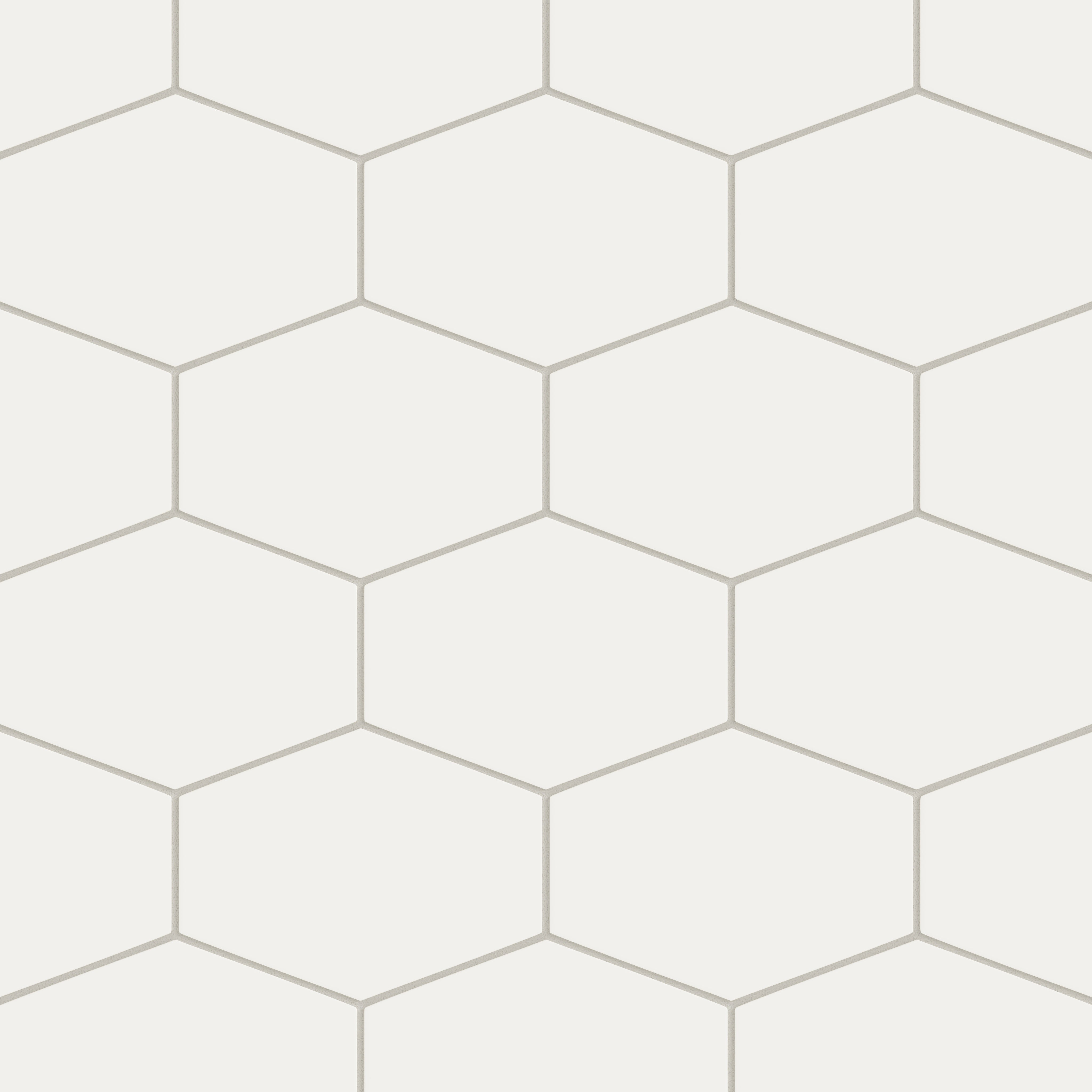 Elongated Hexagon Natural Press Ceramic Tile in Flake White Matte