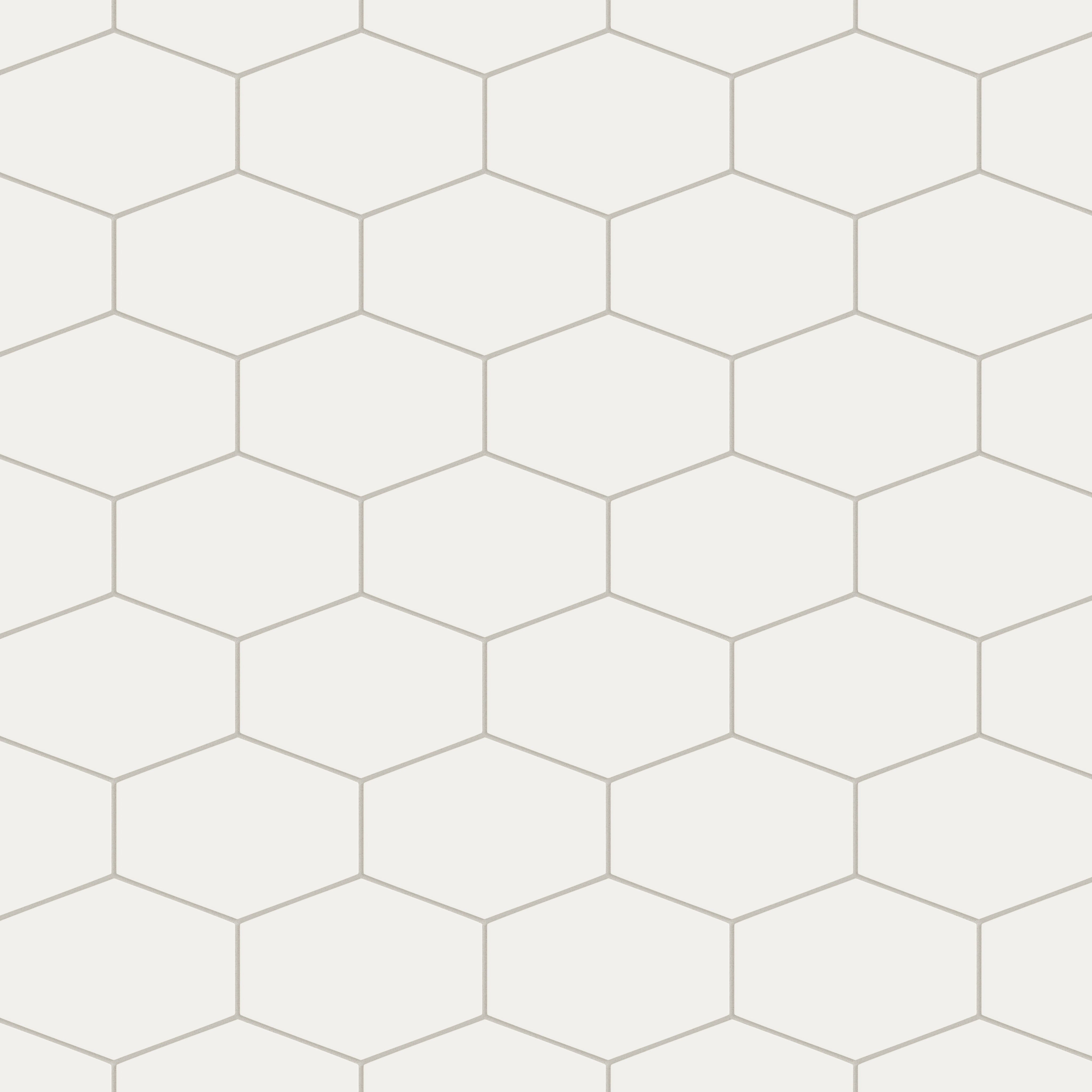 Elongated Hexagon Natural Press Ceramic Tile in Flake White Matte