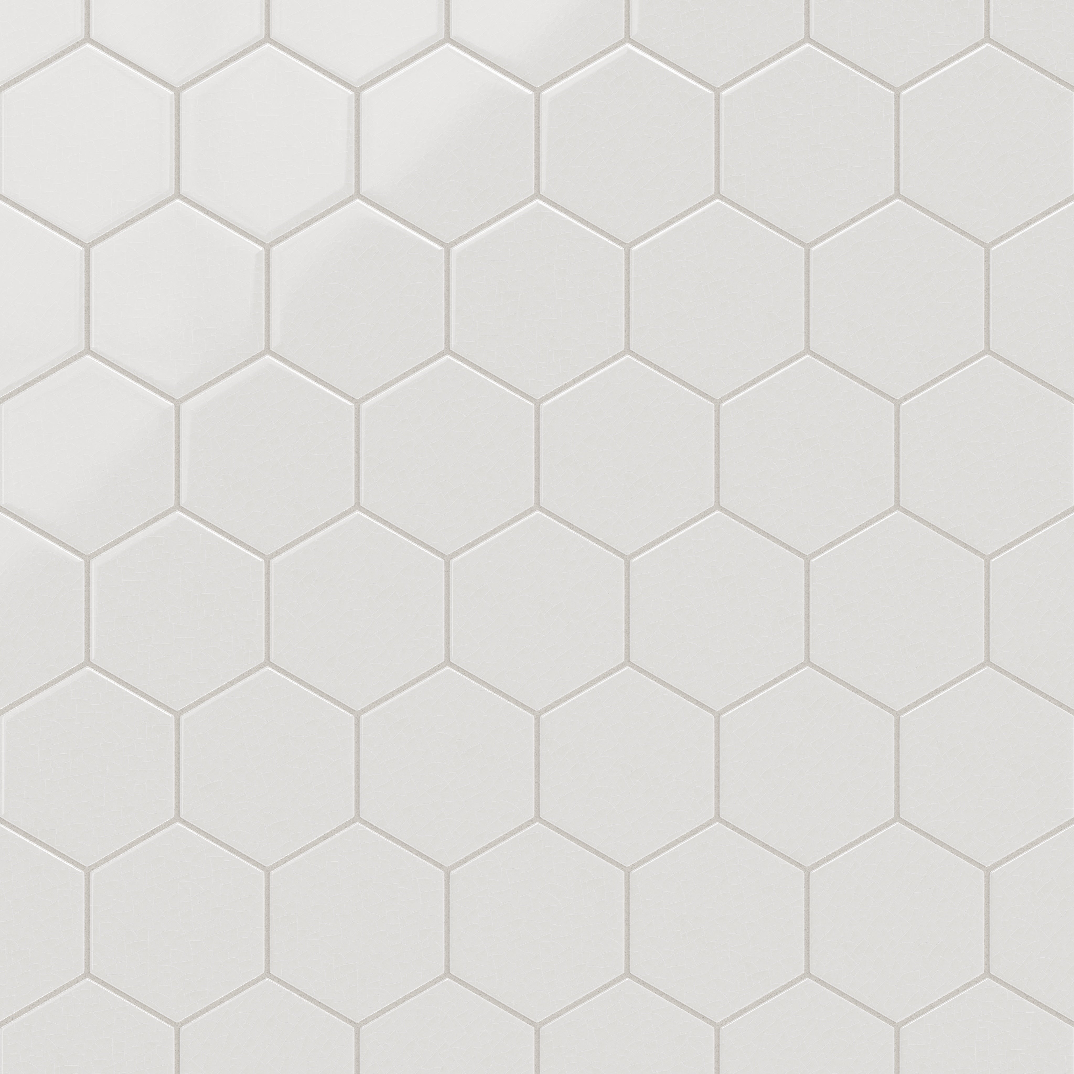6" Hexagon Original Ceramic Tile in Frost Gloss
