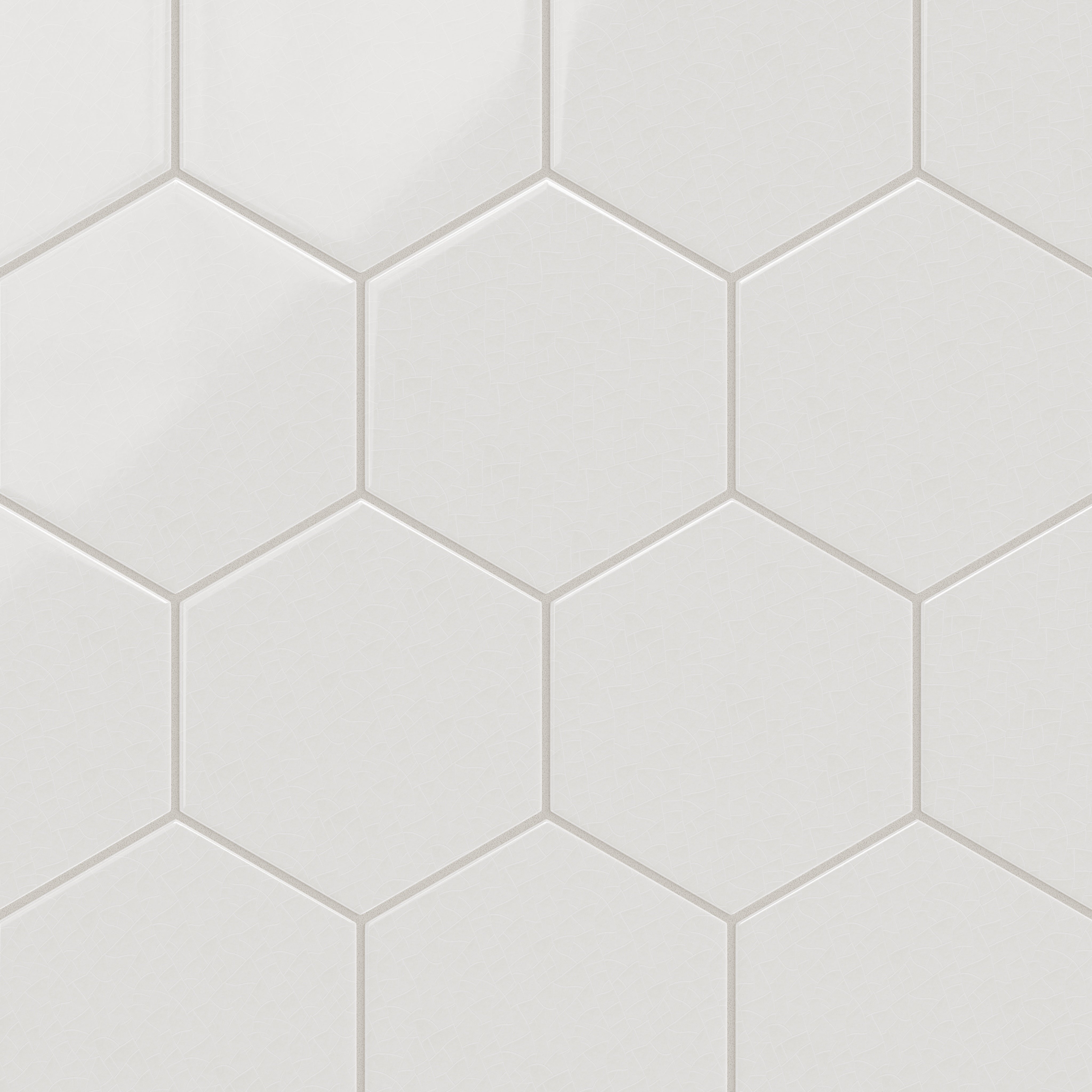 8" Hexagon Original Ceramic Tile in Frost Gloss