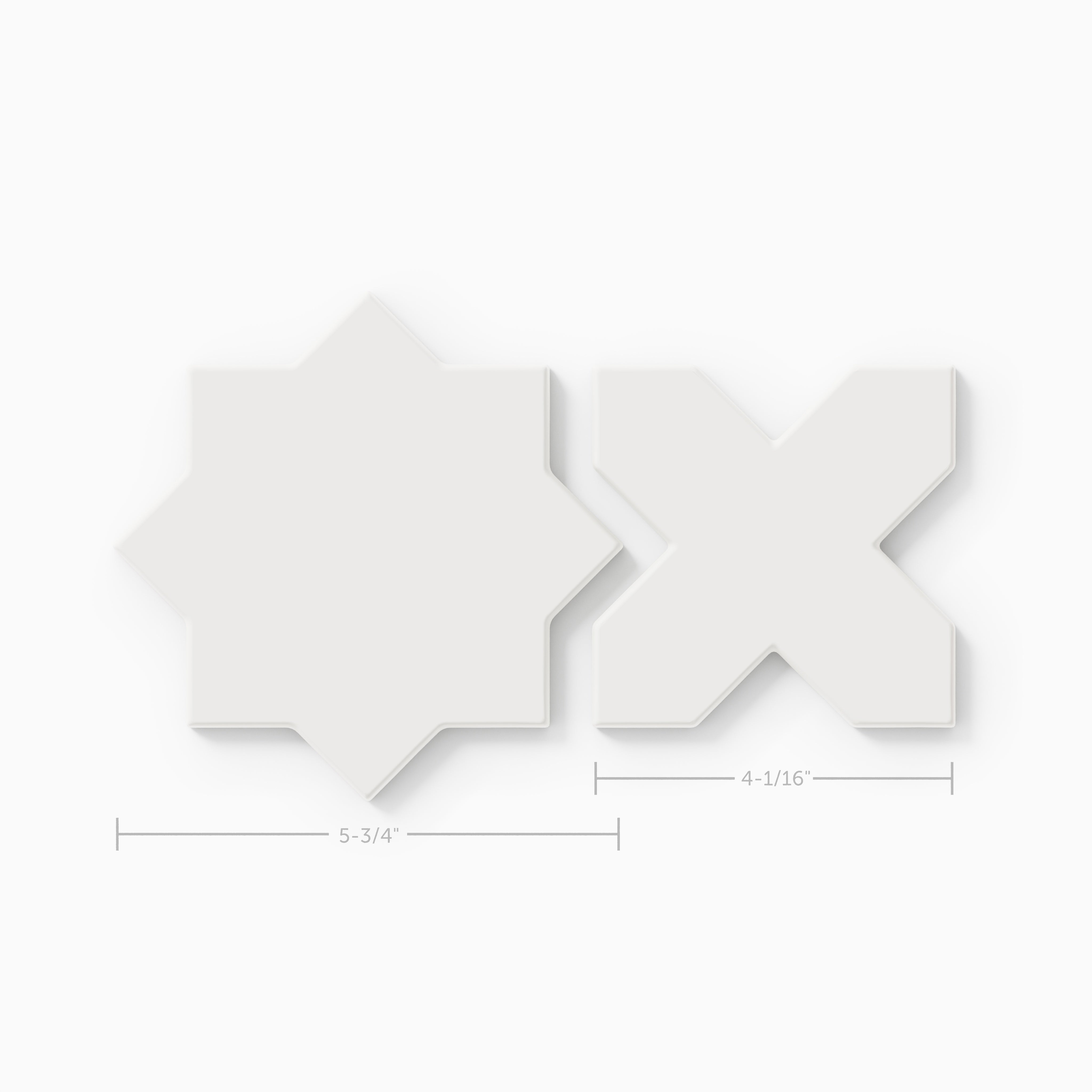 Mini Star & Cross Original Ceramic Tile in Frost Matte
