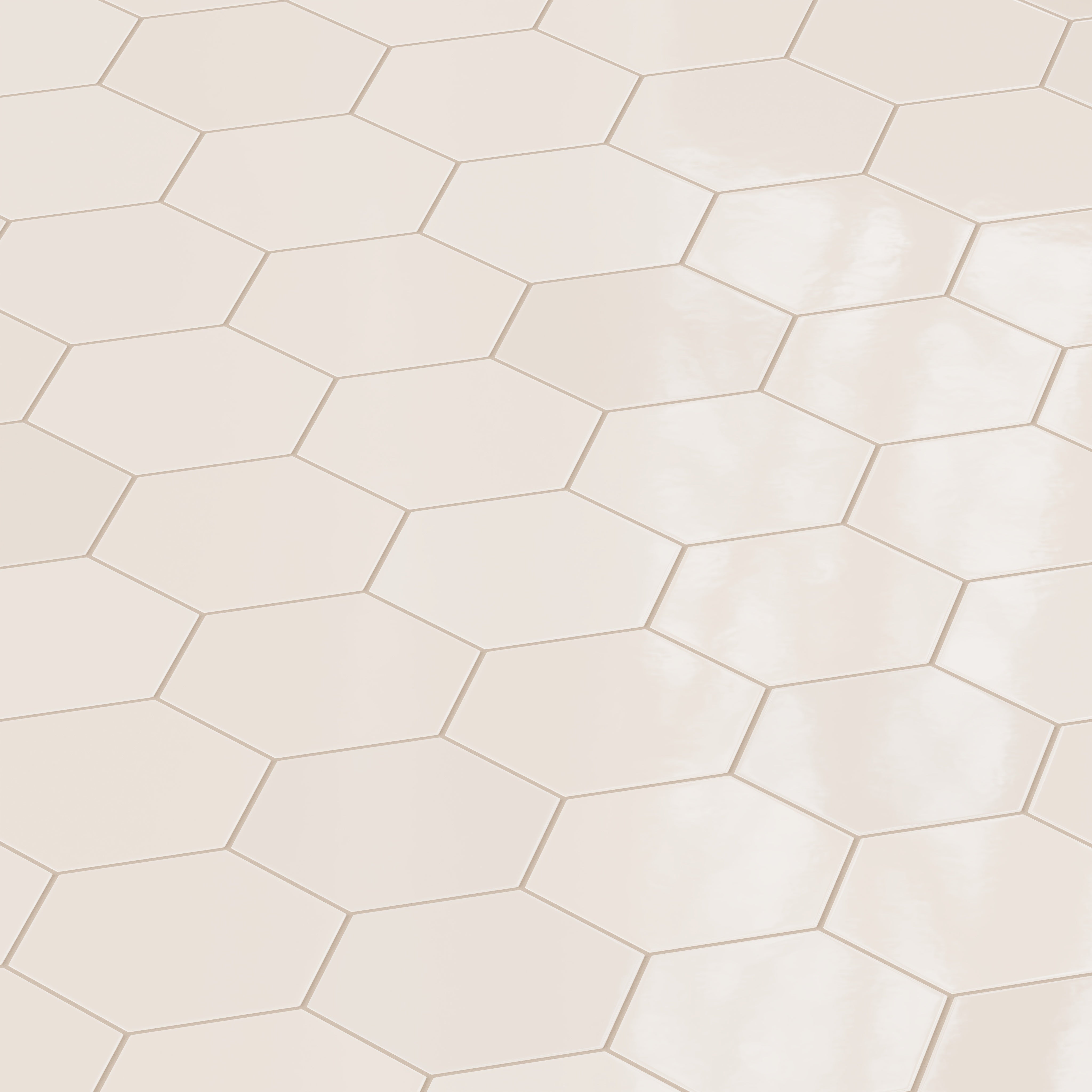 8" Hexagon Natural Press Ceramic Tile in Full Sail Gloss