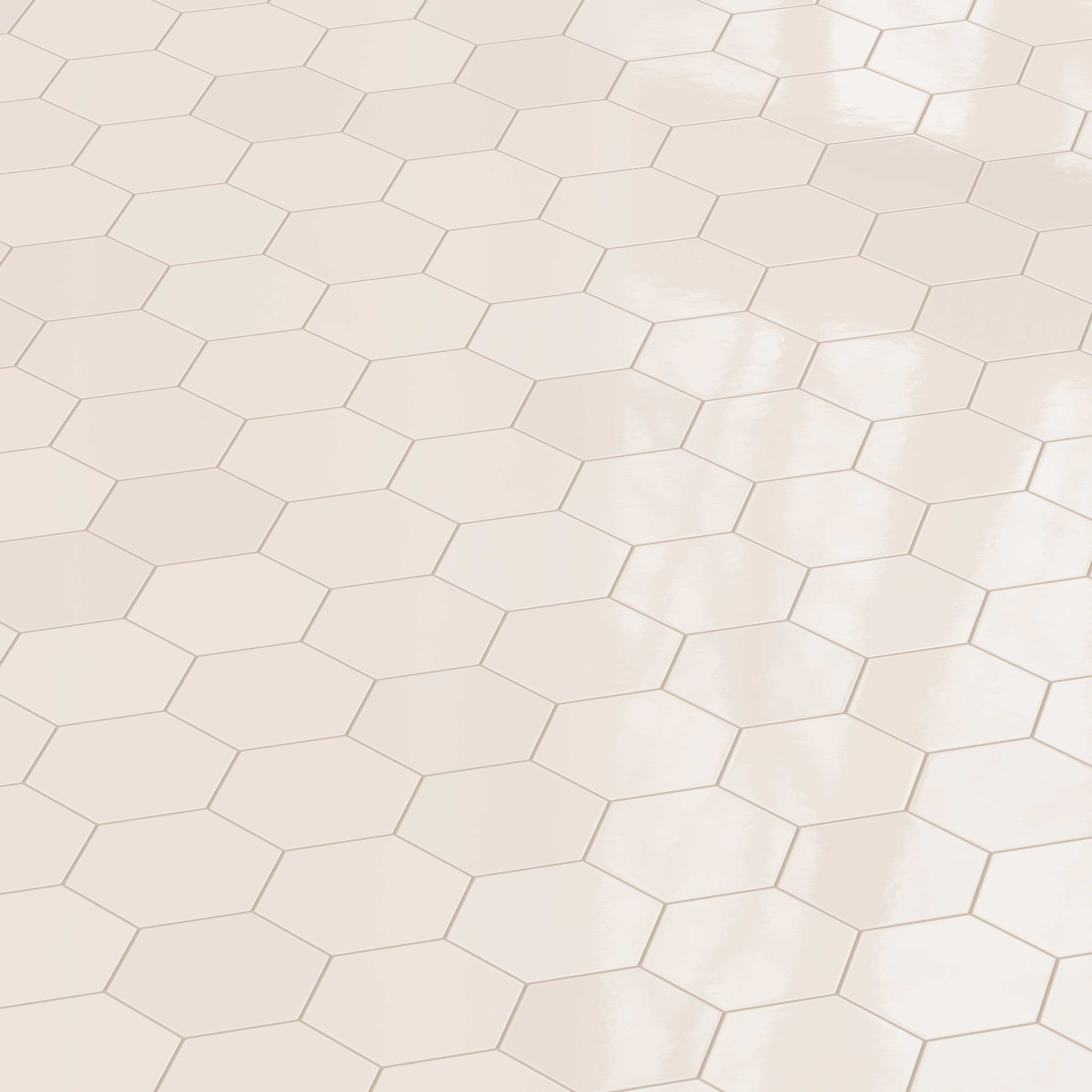 8" Hexagon Natural Press Ceramic Tile in Full Sail Gloss