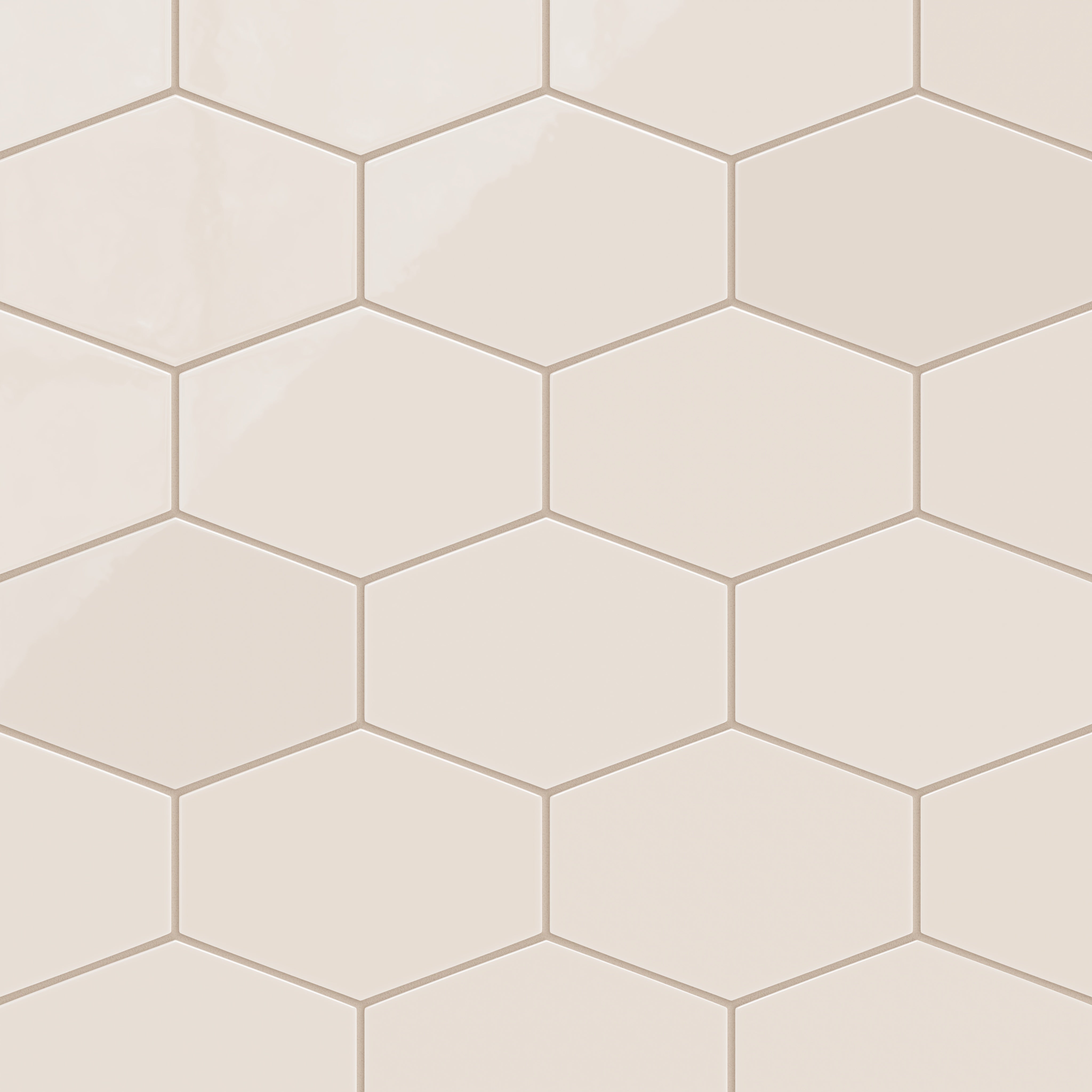 Elongated Hexagon Natural Press Ceramic Tile in Full Sail Gloss