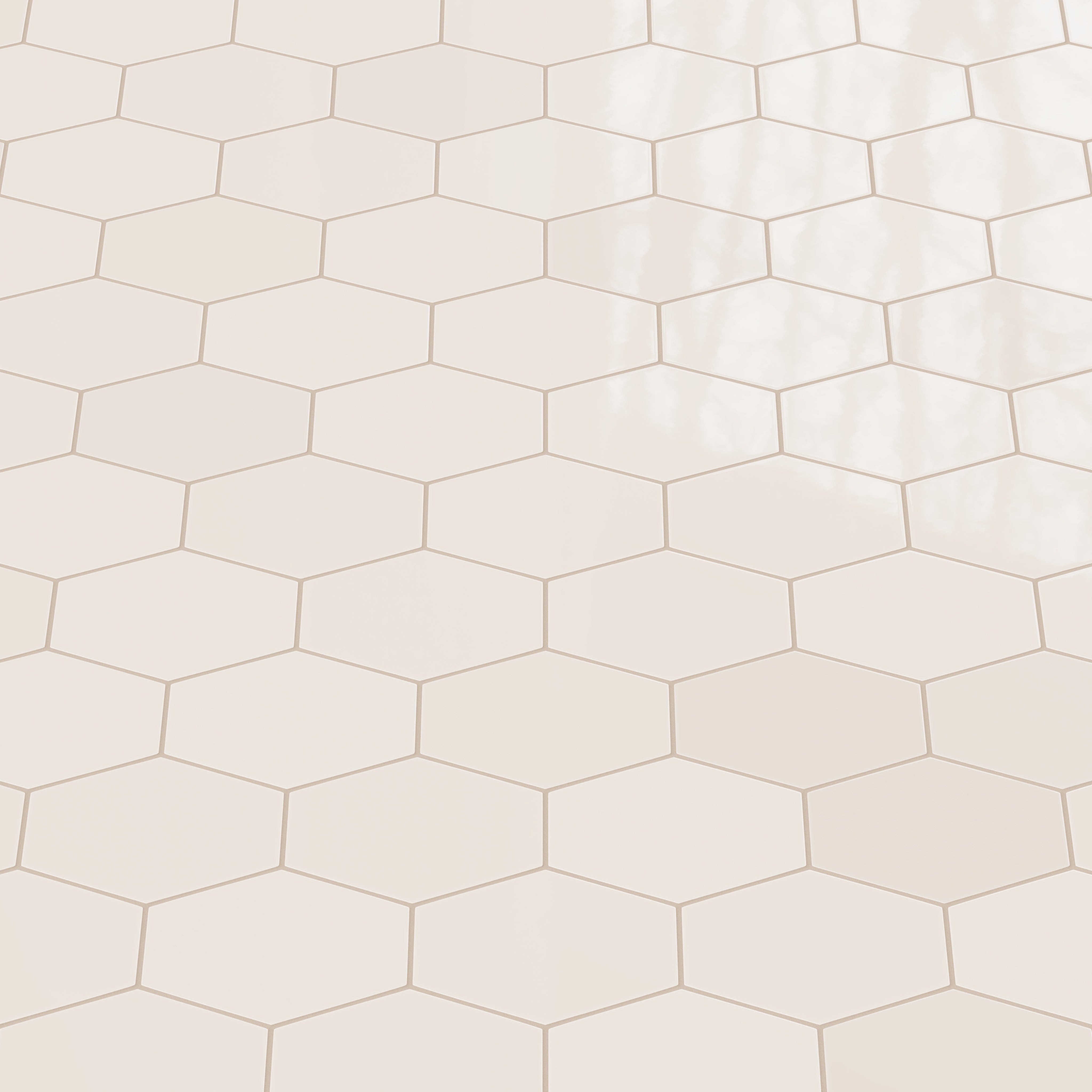 Elongated Hexagon Natural Press Ceramic Tile in Full Sail Gloss