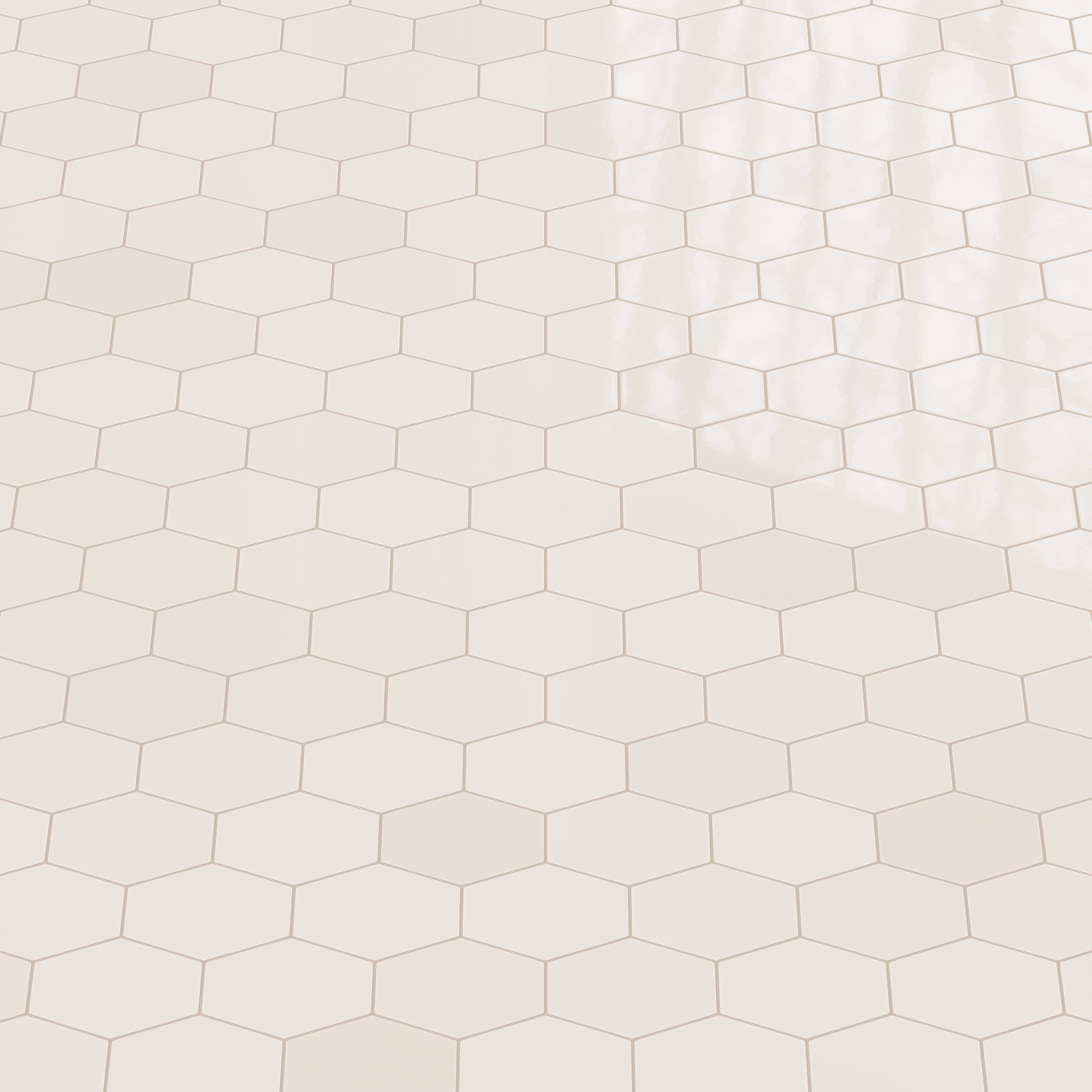 Elongated Hexagon Natural Press Ceramic Tile in Full Sail Gloss
