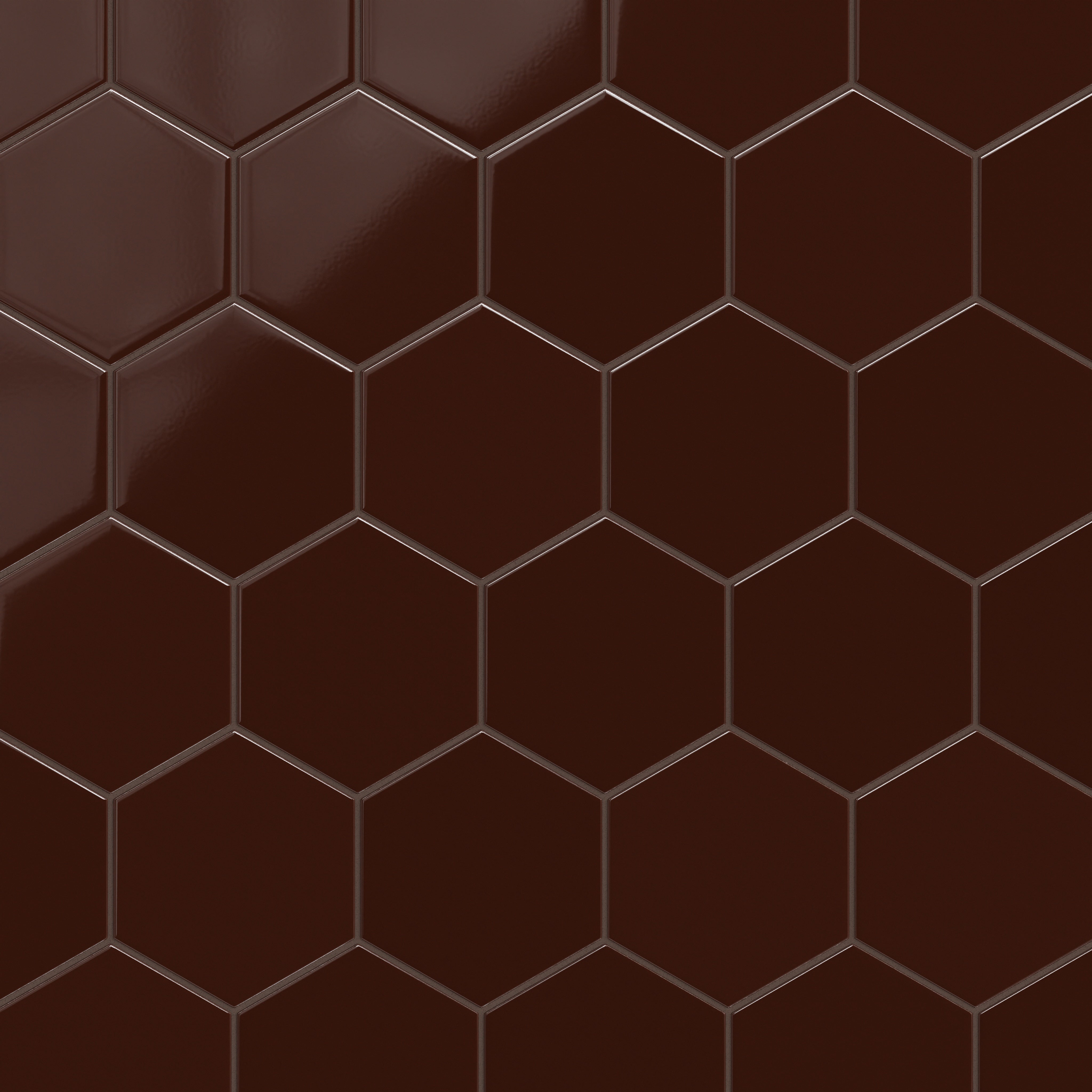 8" Hexagon Original Ceramic Tile in Garnet Gloss