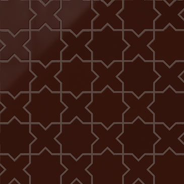 Mini Star & Cross Original Ceramic Tile in Garnet Gloss