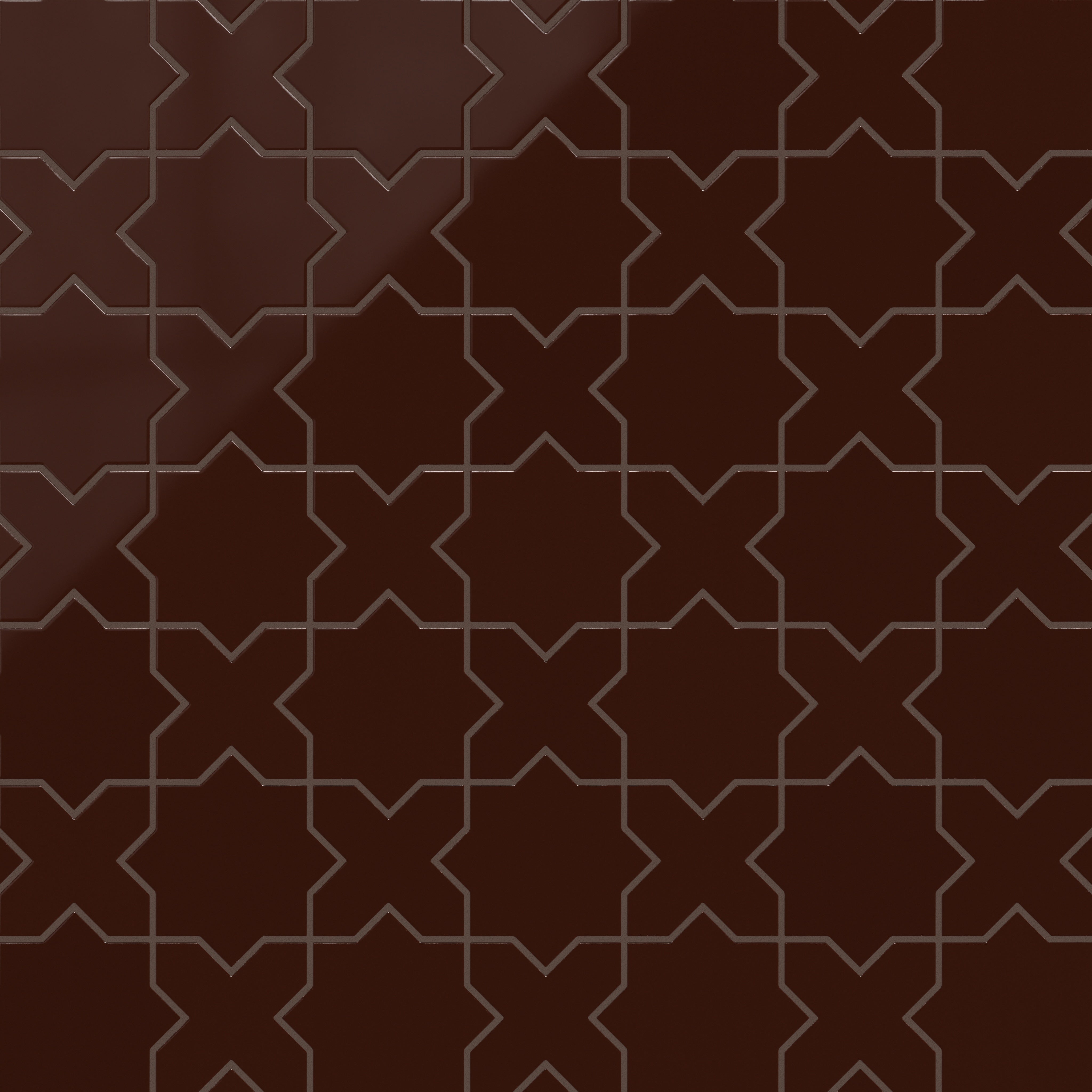 Star & Cross Original Ceramic Tile in Garnet Gloss