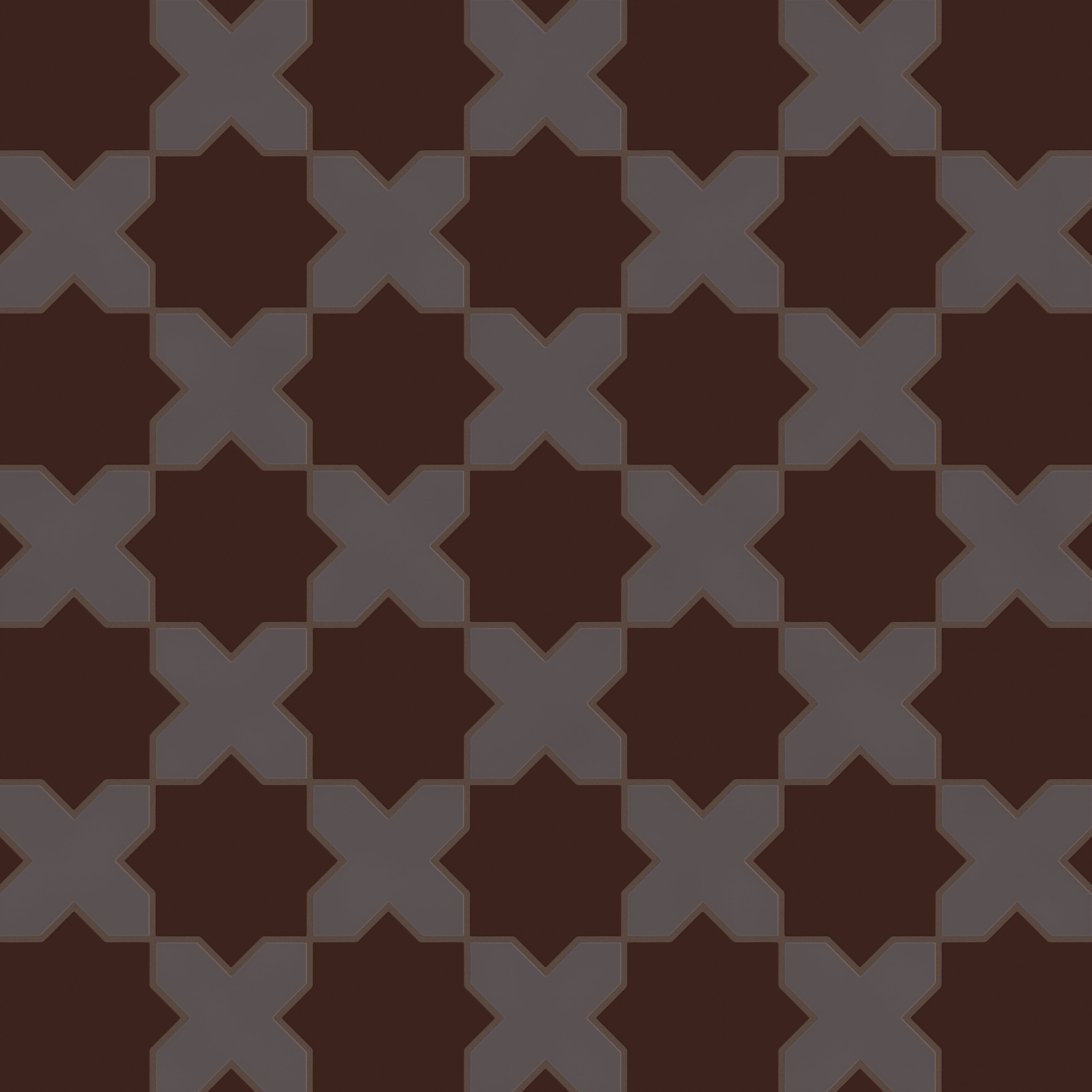 Star & Cross Original Ceramic Tile in Garnet Matte & Kalamata Matte