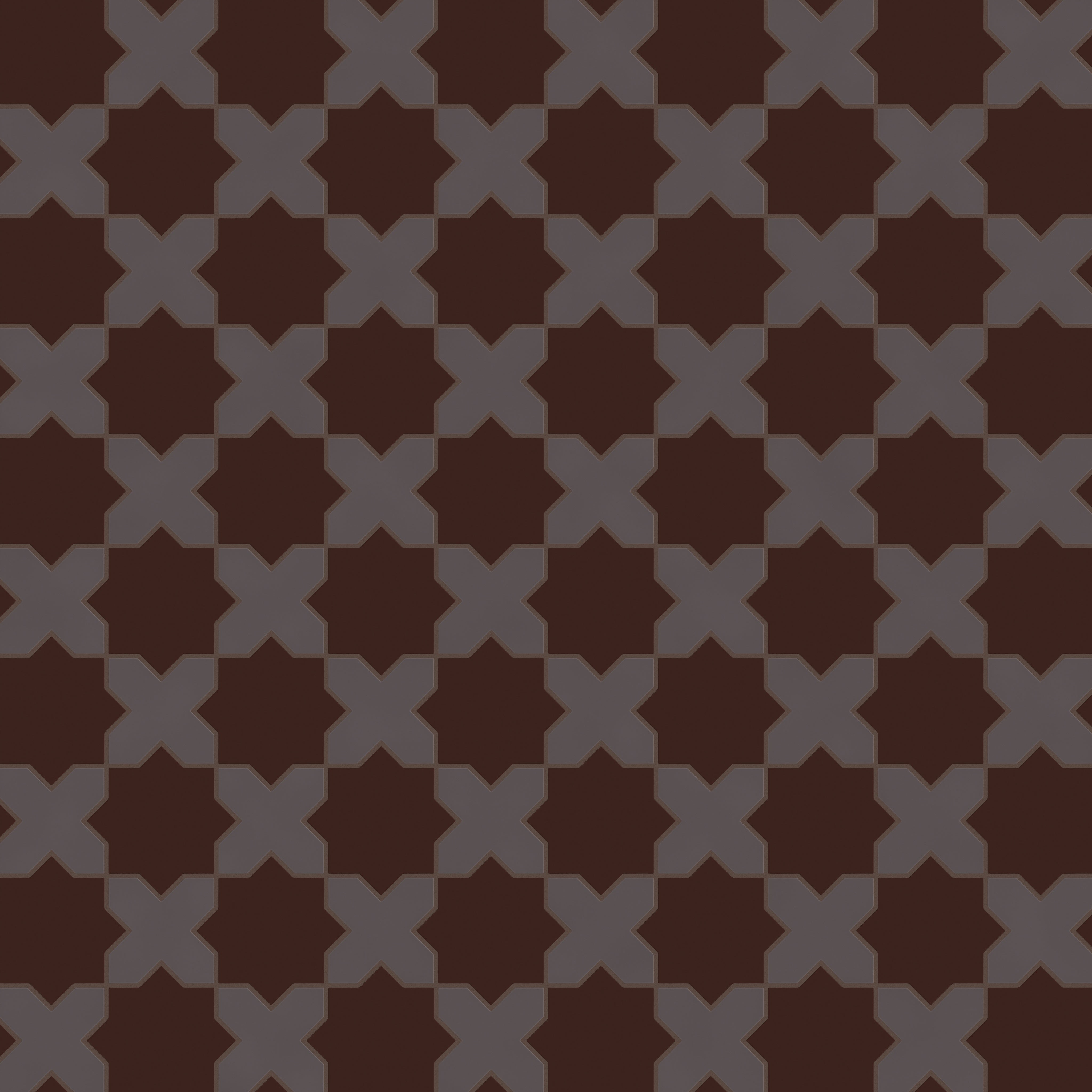 Star & Cross Original Ceramic Tile in Garnet Matte & Kalamata Matte