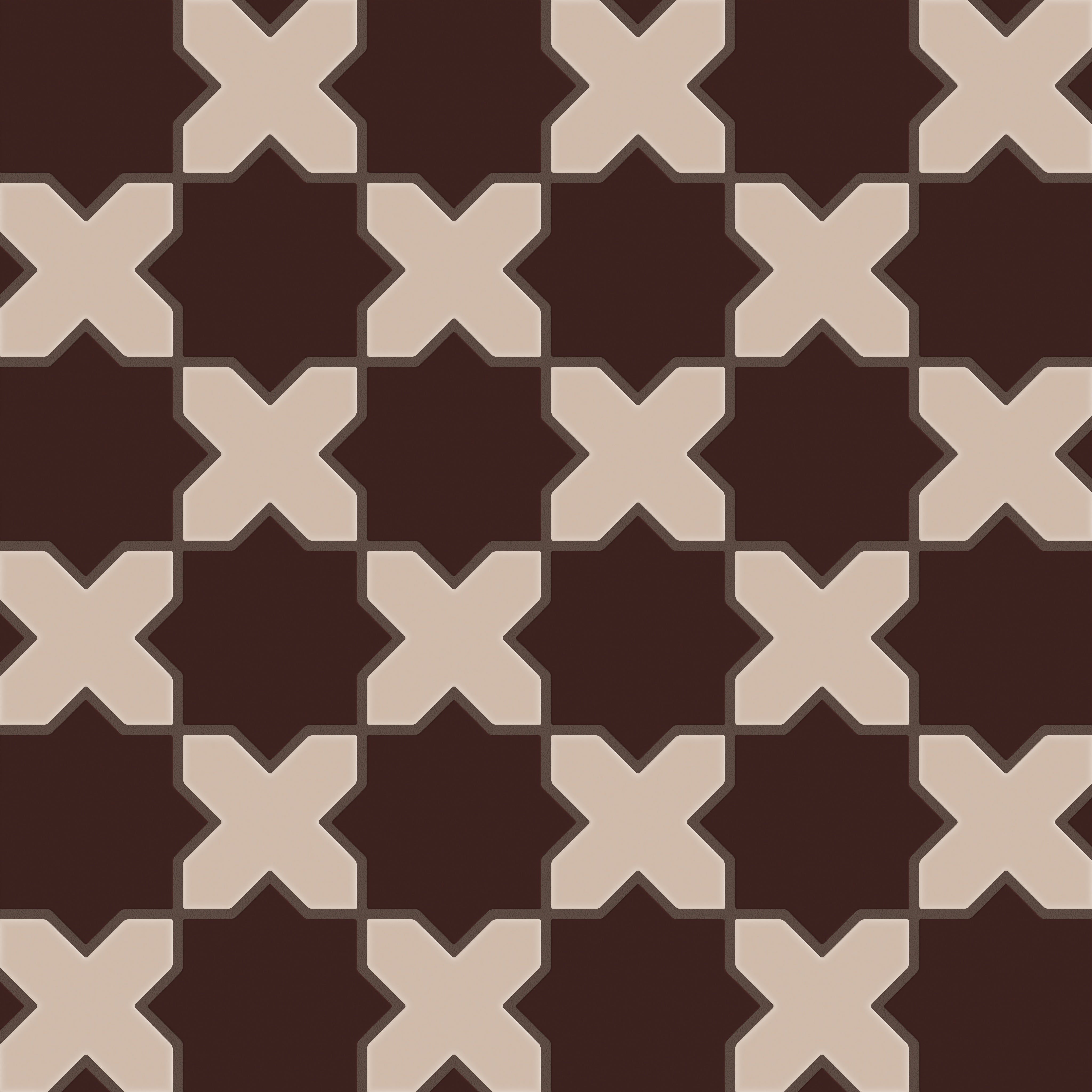 Mini Star & Cross Original Ceramic Tile in Garnet Matte & Sweet Pea Matte