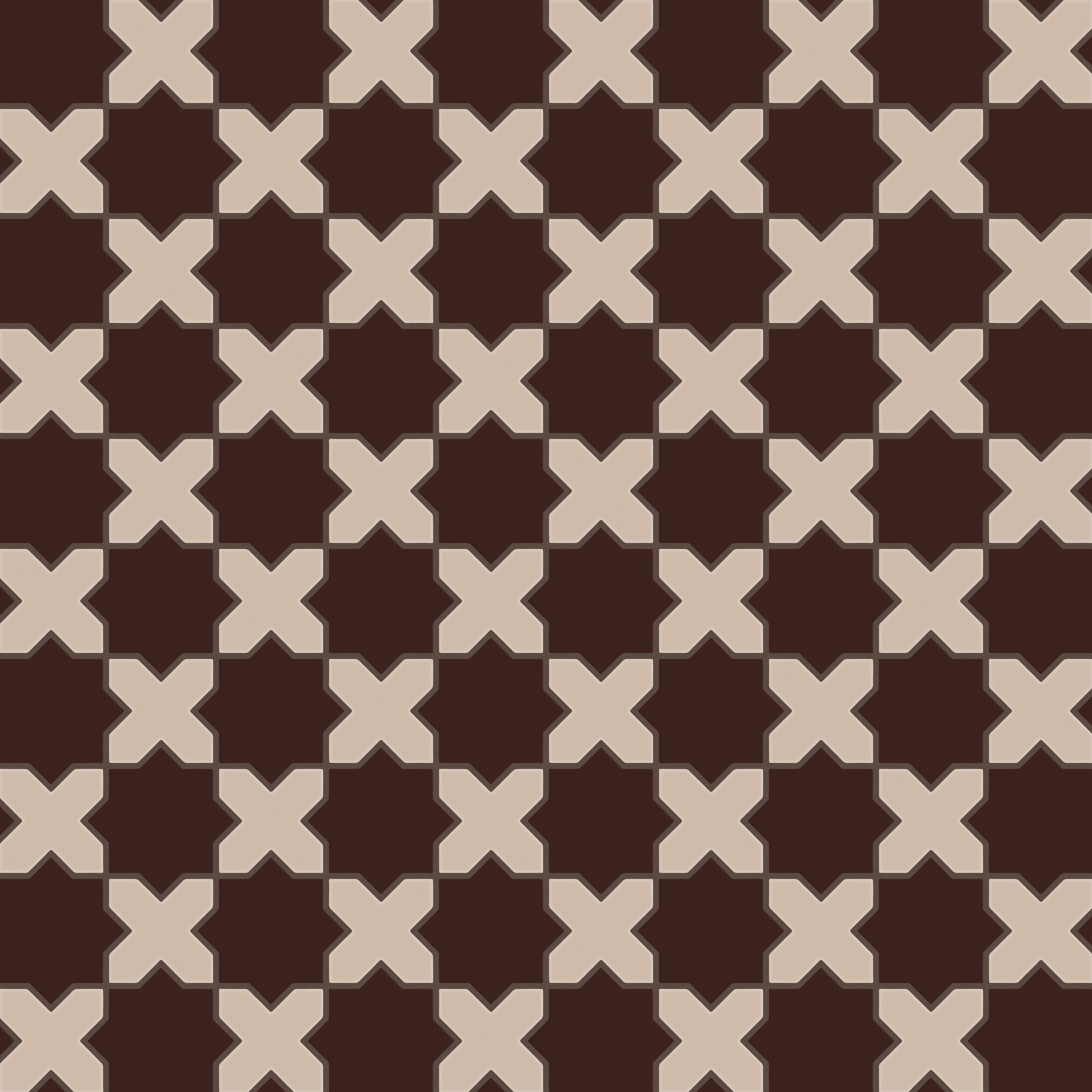 Mini Star & Cross Original Ceramic Tile in Garnet Matte & Sweet Pea Matte